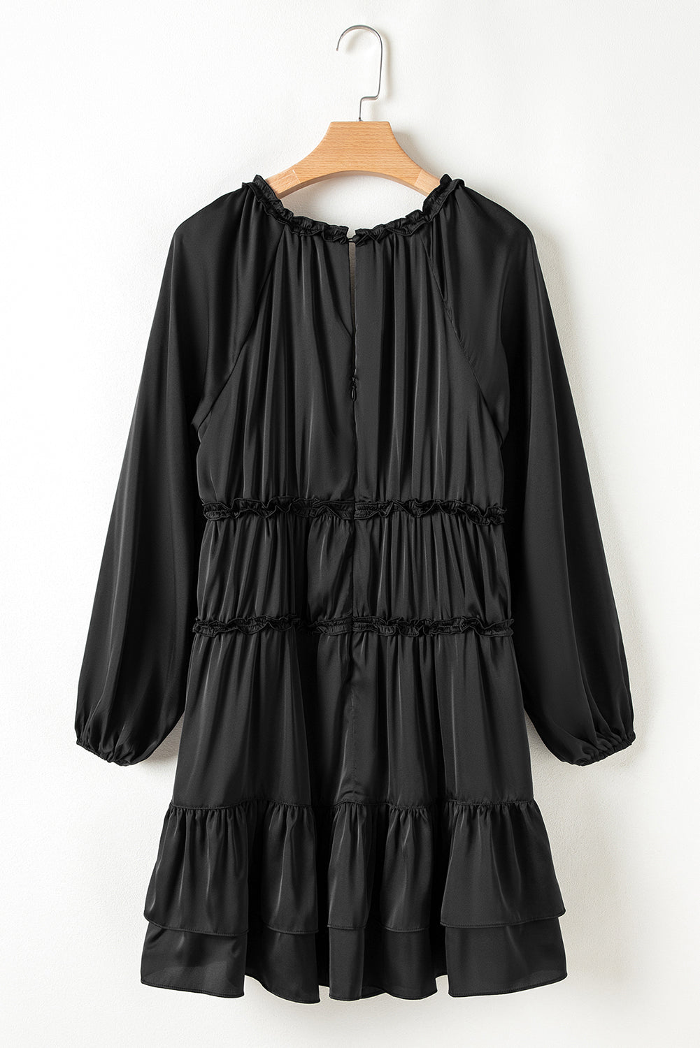 Black Tiered Ruffled Puff Sleeve Loose Fit Mini Dress - Premium Dresses/Mini Dresses from Momma Done Gone Crafty- Just $68! Shop now at Momma Done Gone Crafty