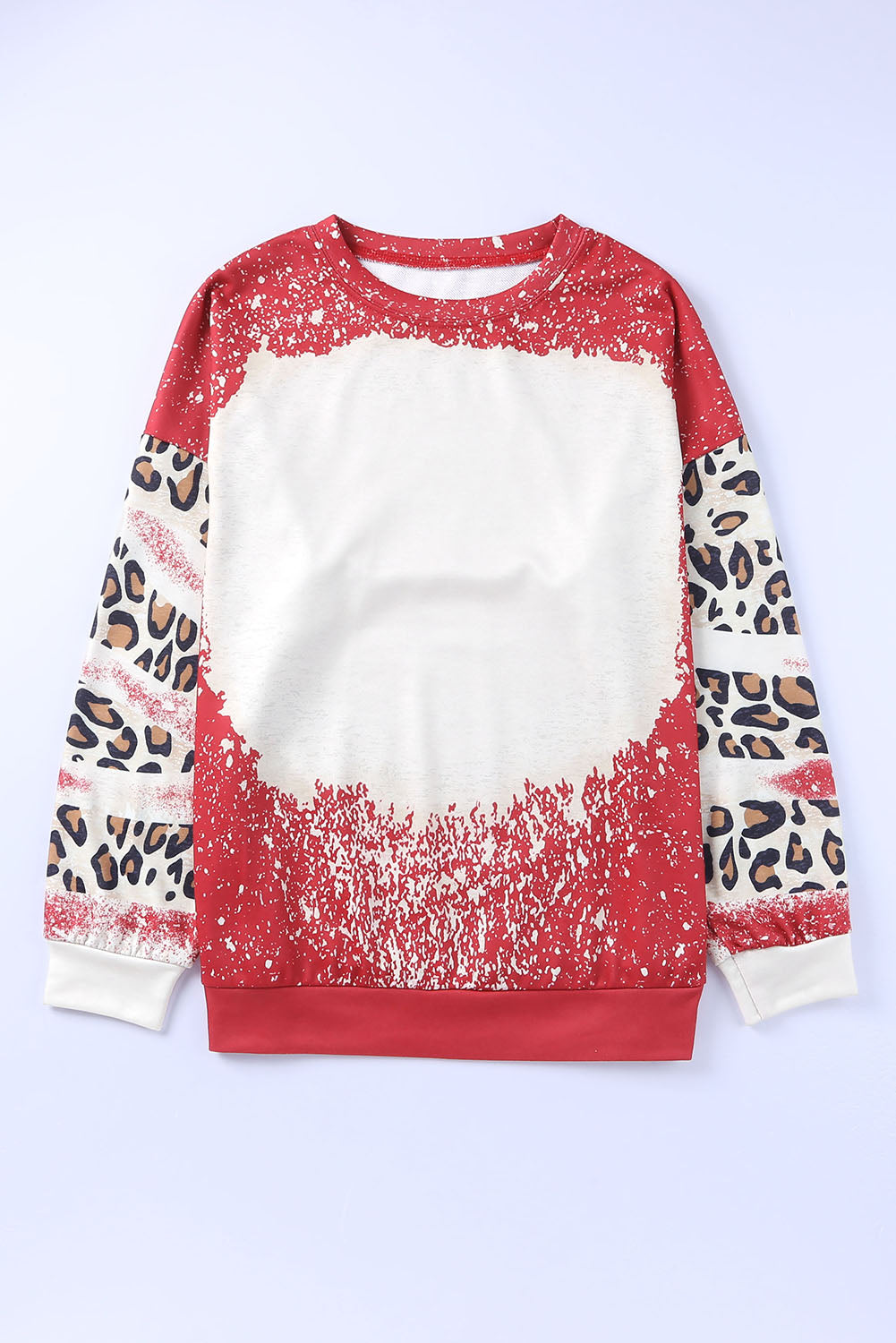 Red Tie Dye Leopard Drop Shoulder Sweatshirt - Premium Tops from Momma Done Gone Crafty- Just $33.60! Shop now at Momma Done Gone Crafty