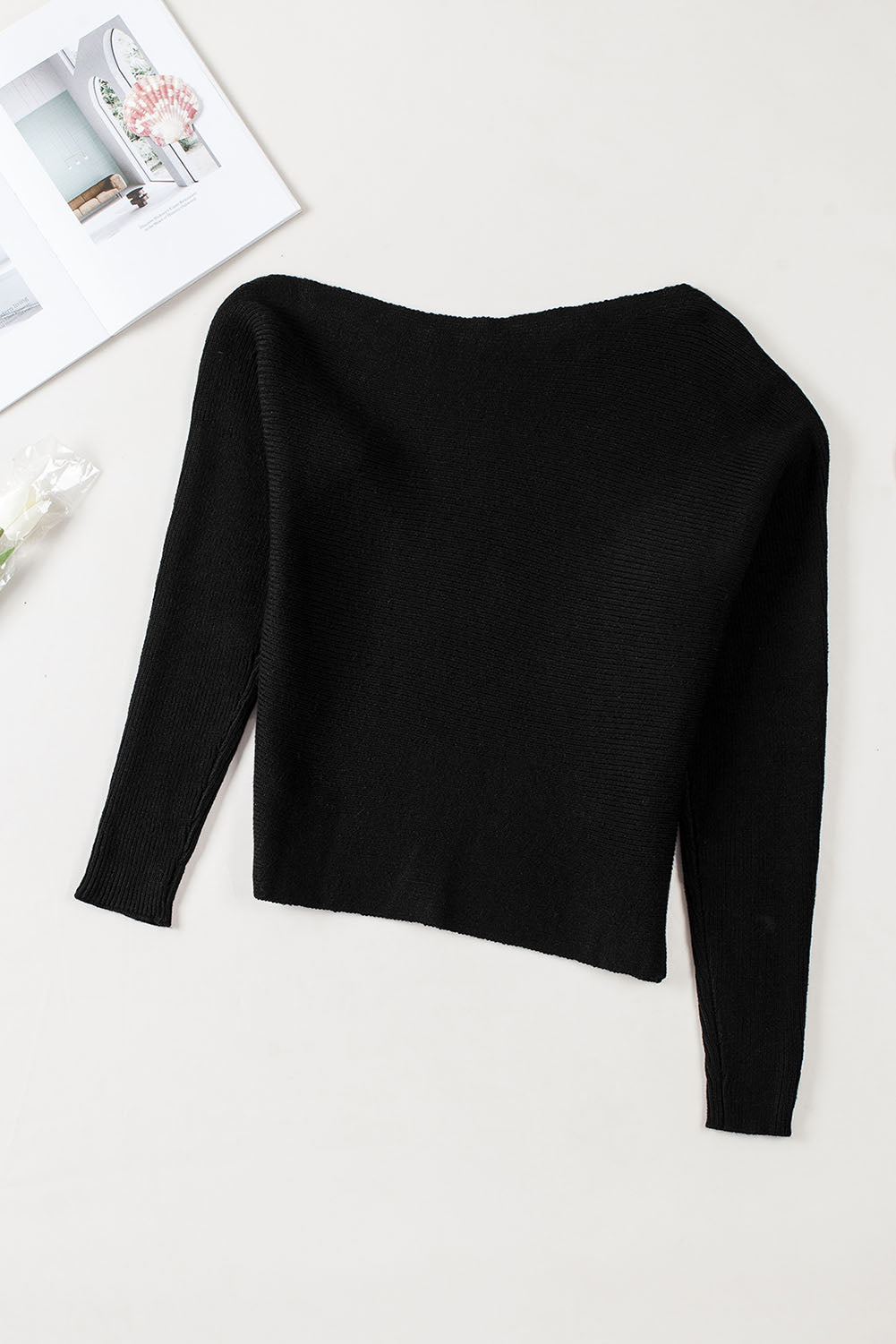 Black Striped Long Sleeve Knit Sweater - Premium Tops from Momma Done Gone Crafty- Just $48.99! Shop now at Momma Done Gone Crafty
