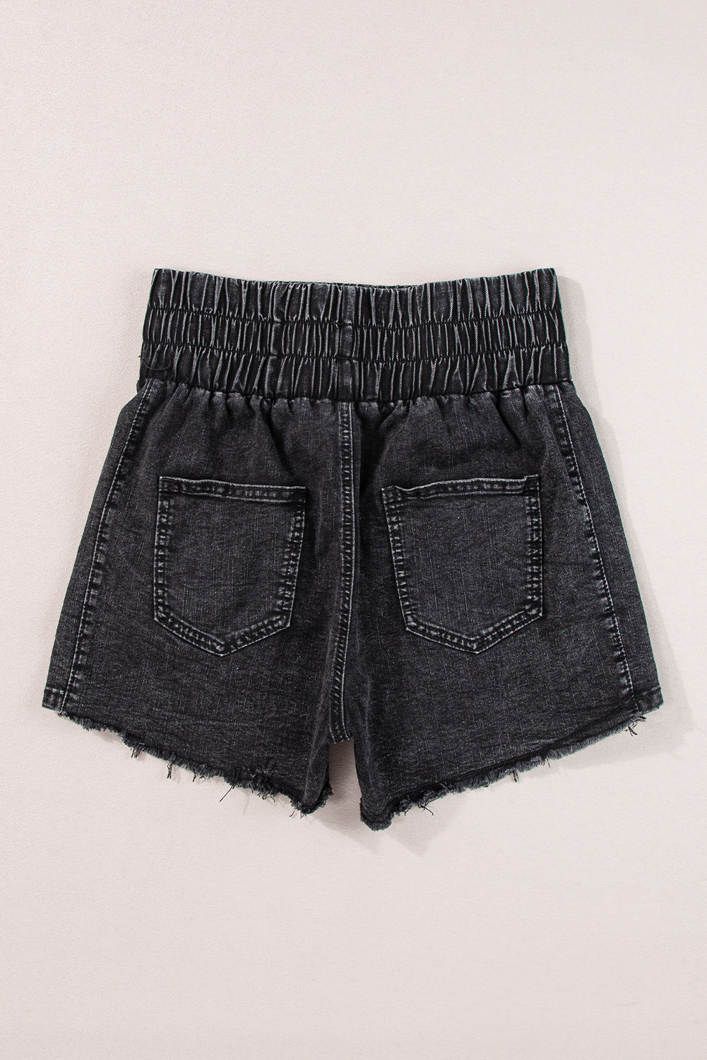 Black Smocked High Waist Mineral Washed Jean Shorts - Premium Bottoms/Denim Shorts from Ashes 2 Wildflowers Boutique, LLC- Just $27.60! Shop now at Ashes 2 Wildflowers Boutique, LLC