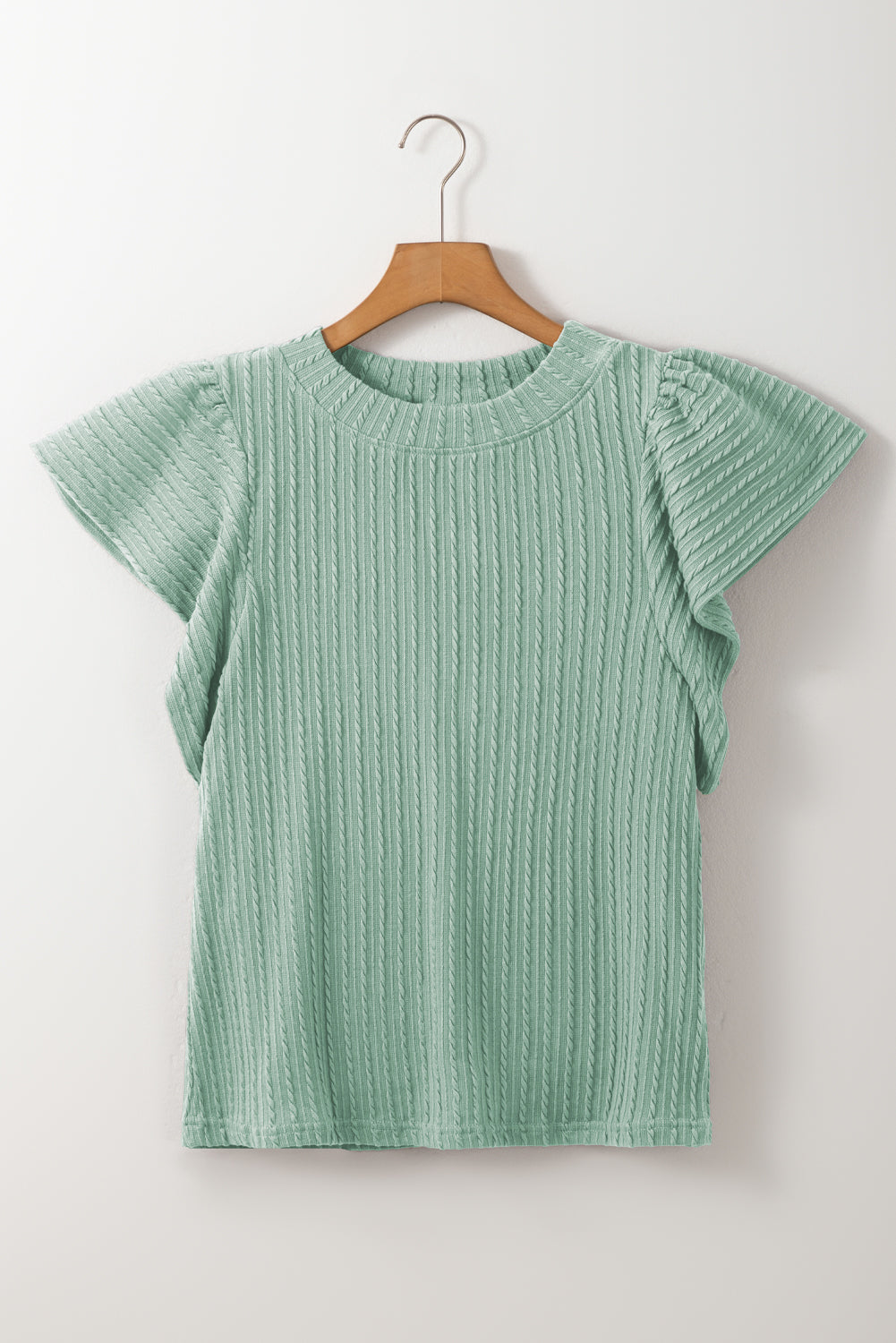 Moonlight Jade Solid Color Textured Flutter Sleeve Top - Premium Tops/Blouses & Shirts from Ashes 2 Wildflowers Boutique, LLC- Just $28.25! Shop now at Ashes 2 Wildflowers Boutique, LLC