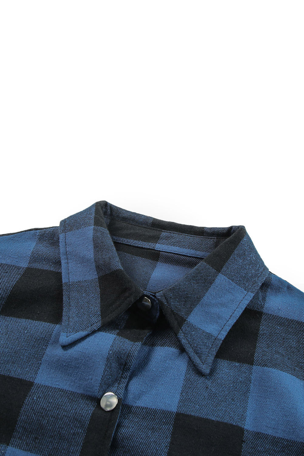 Blue Turn-down Collar Plaid Shirt Jacket - Premium Outerwear from Momma Done Gone Crafty- Just $44.94! Shop now at Momma Done Gone Crafty