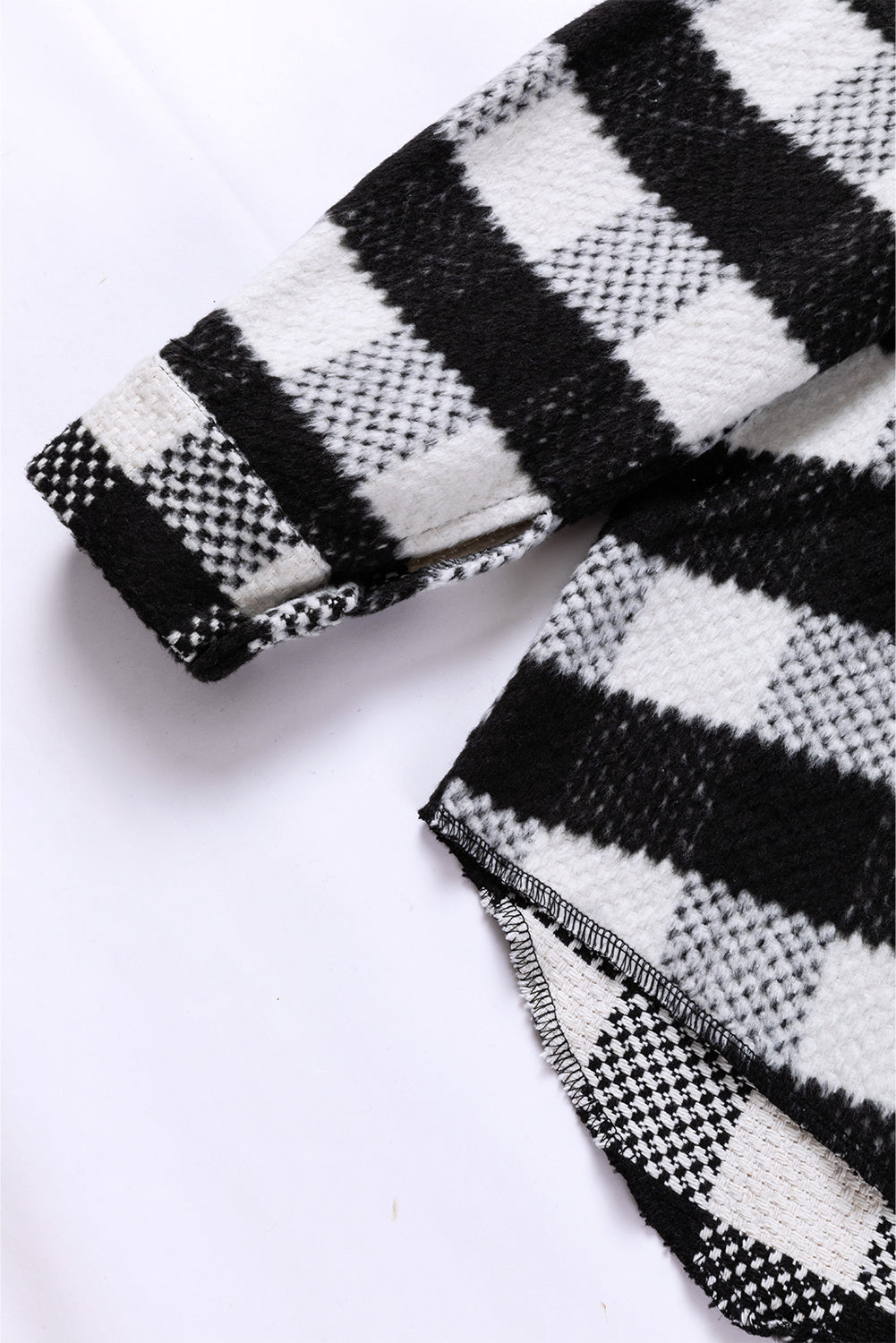 Black Plaid Textured Flap Pocket Shacket - Premium Outerwear from Momma Done Gone Crafty- Just $55.99! Shop now at Momma Done Gone Crafty