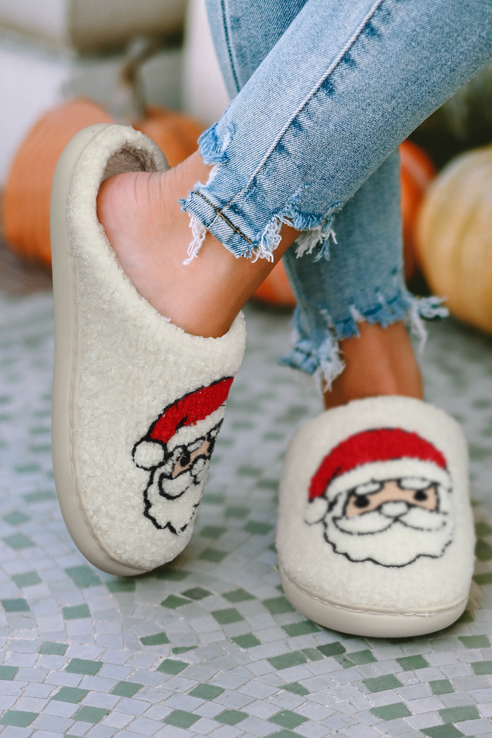 White Christmas Santa Clause Graphic Plush Slippers - Premium Shoes & Bags from Momma Done Gone Crafty- Just $21.99! Shop now at Momma Done Gone Crafty