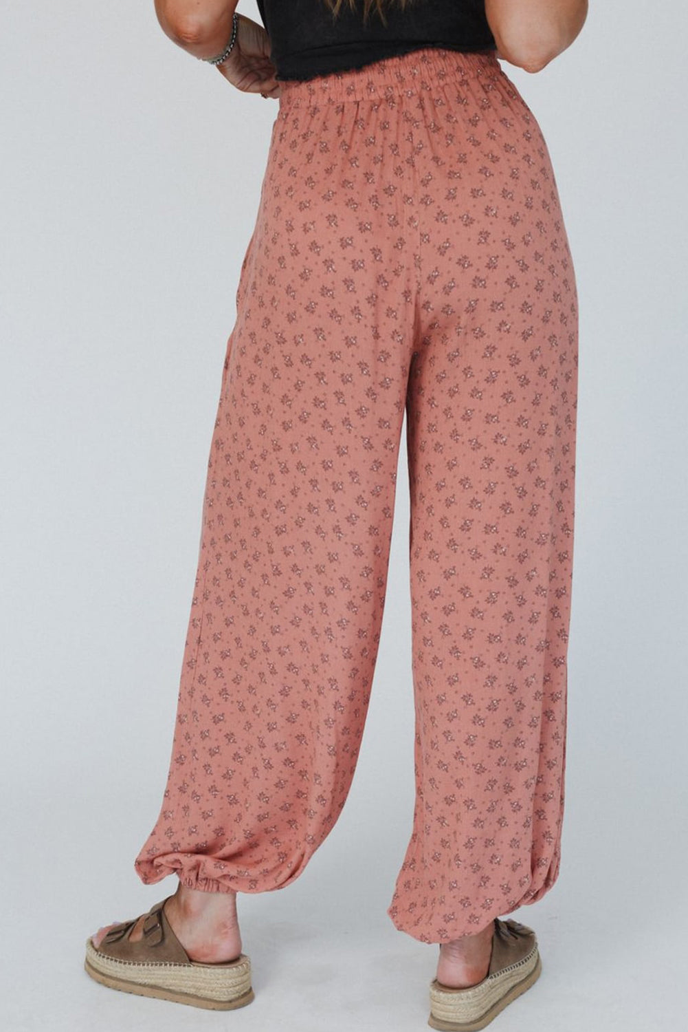 Pink Boho Floral Printed Wide Leg Jogger Pants - Premium Bottoms/Pants & Culotte from Momma Done Gone Crafty- Just $22.20! Shop now at Momma Done Gone Crafty