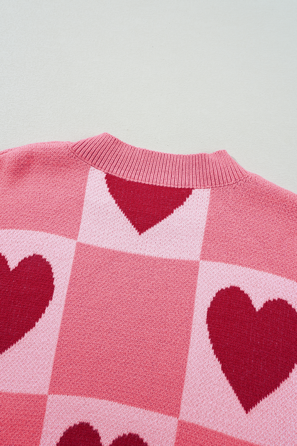 Pink Plus Size Love Heart Block Mock Neck Lantern Sleeve Valentine Sweater - Premium Plus Size/Plus Size Sweaters & Cardigans from Momma Done Gone Crafty- Just $33! Shop now at Momma Done Gone Crafty