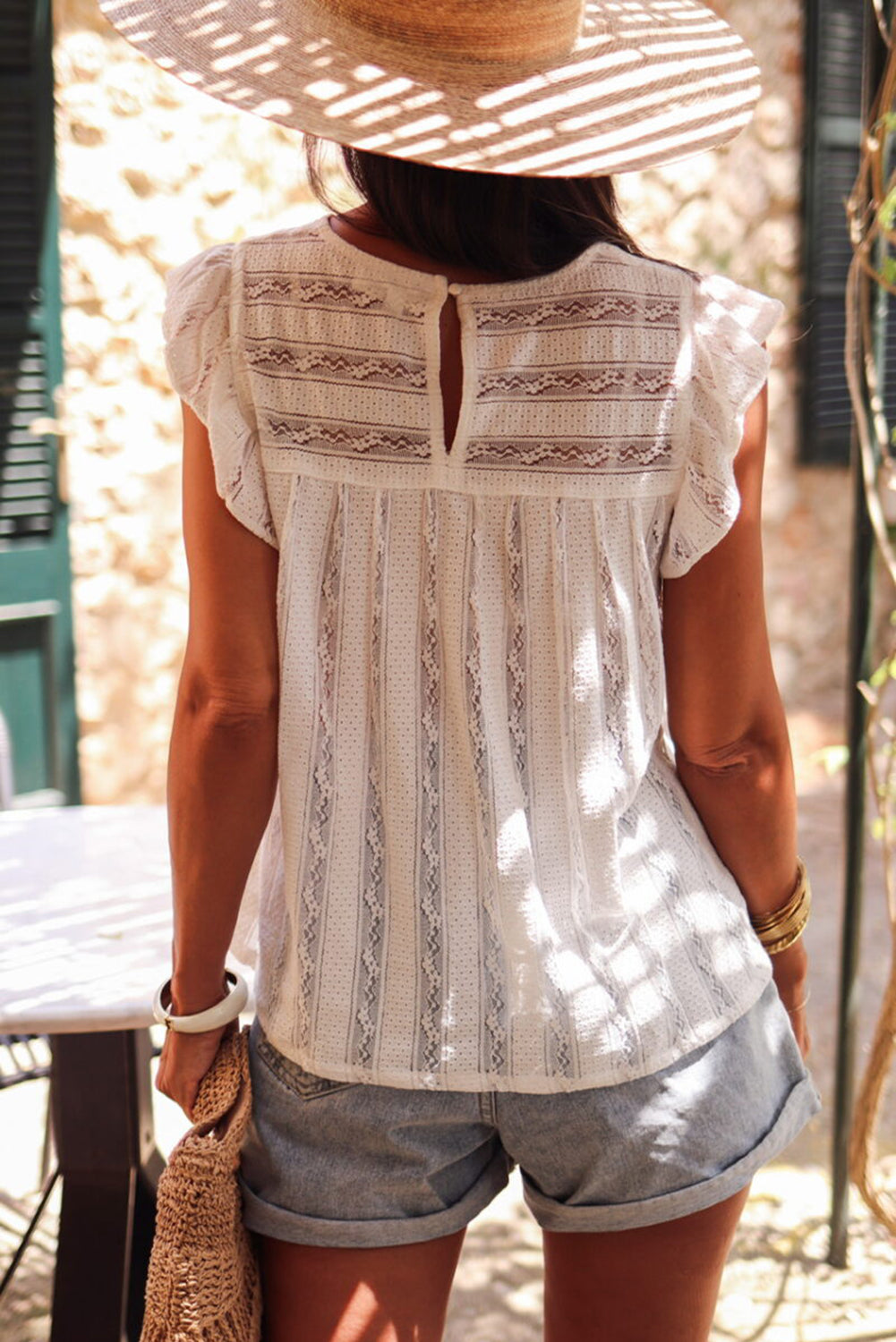 White Ruffled Lace Flowy Tank Top - Premium Tops/Tank Tops from Ashes 2 Wildflowers Boutique, LLC- Just $21.15! Shop now at Ashes 2 Wildflowers Boutique, LLC