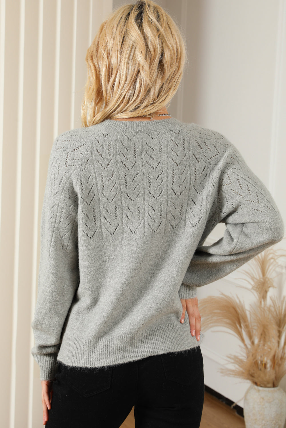 Hollow Out Buttoned Knit Cardigan - Premium Tops from Momma Done Gone Crafty- Just $59.10! Shop now at Momma Done Gone Crafty