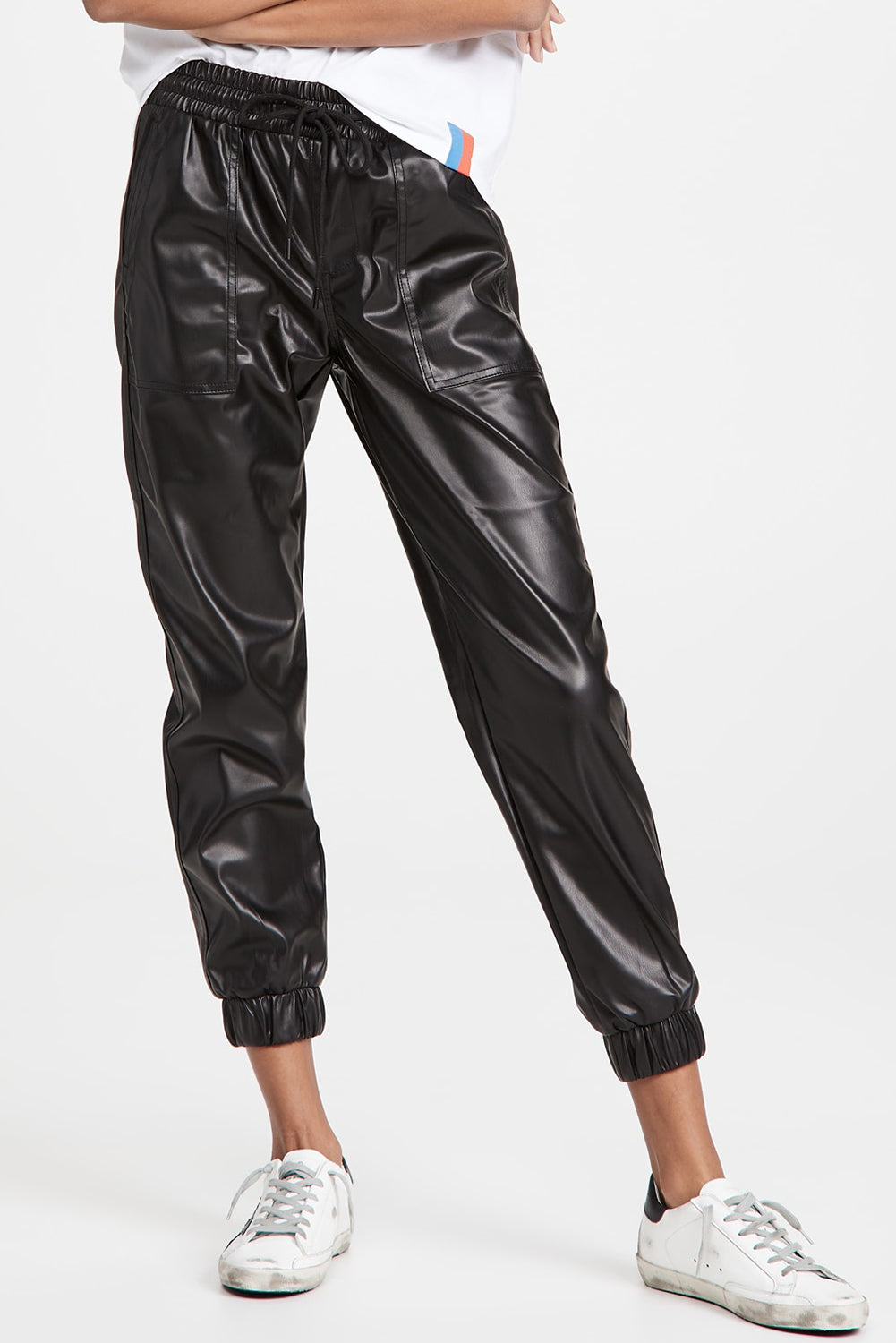 Black Faux Leather Ankle Smocked Waist Drawstring Joggers - Premium Bottoms/Pants & Culotte from Momma Done Gone Crafty- Just $25.65! Shop now at Momma Done Gone Crafty