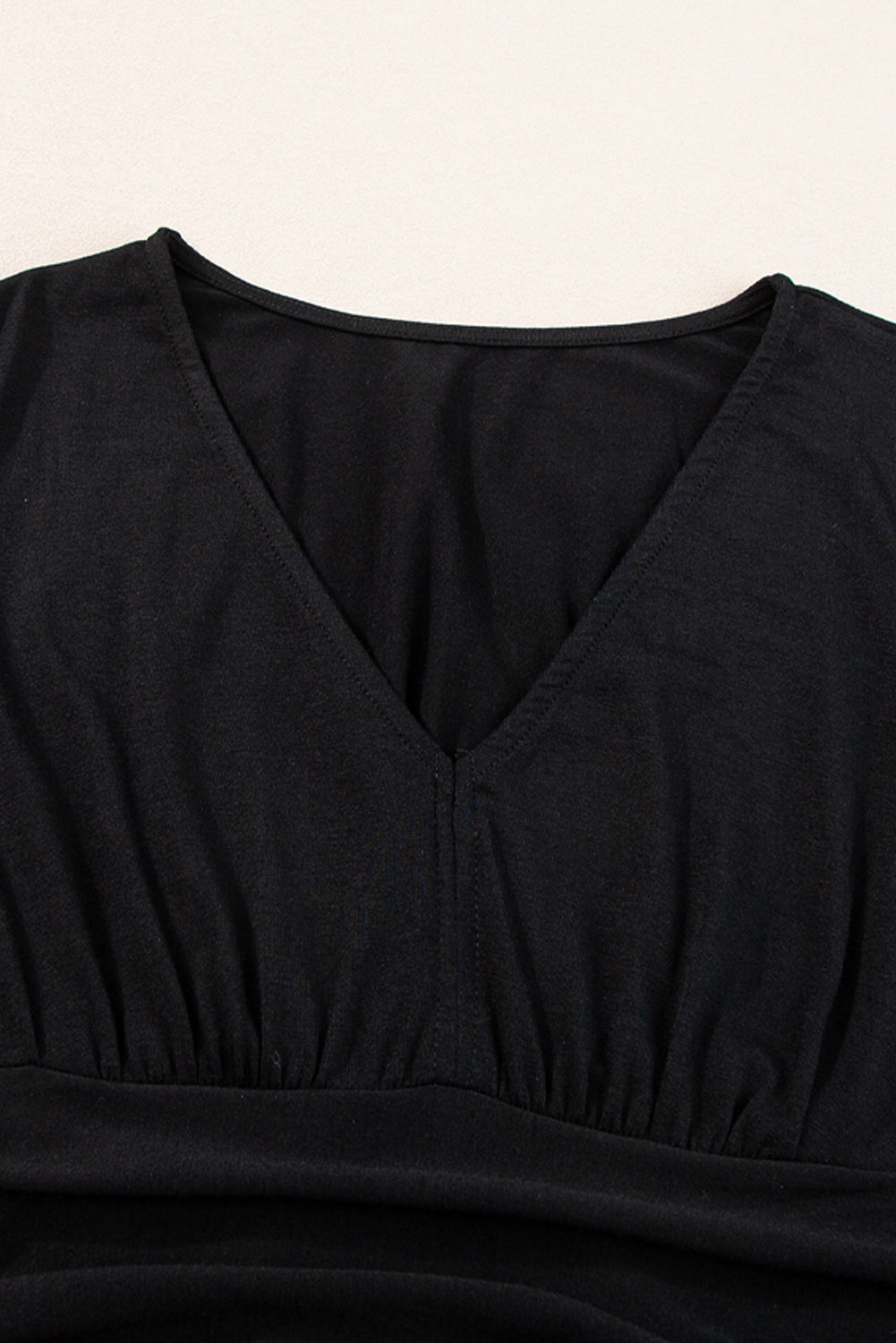Black Short Sleeve Shirred High Waist V Neck Maxi Dress - Premium Dresses/Maxi Dresses from Momma Done Gone Crafty- Just $26.55! Shop now at Momma Done Gone Crafty