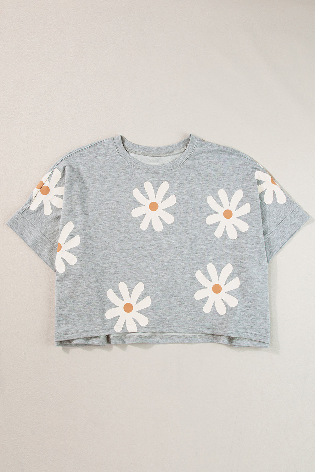 Gray Daisy Flower Printed Casual T Shirt - Premium Tops/Tops & Tees from Momma Done Gone Crafty- Just $30! Shop now at Momma Done Gone Crafty
