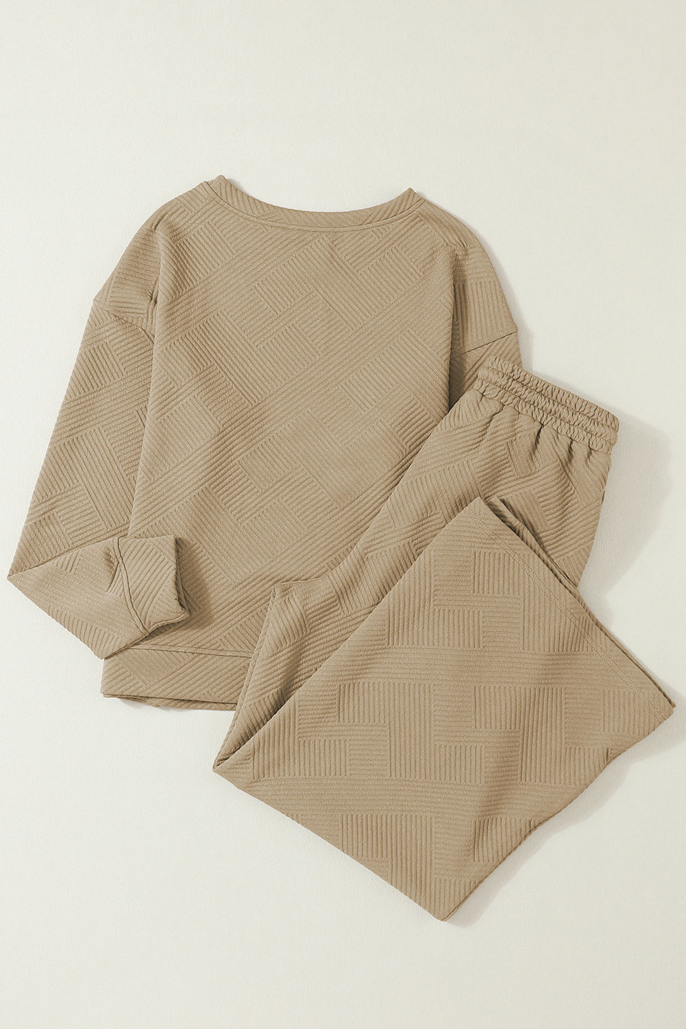 Khaki Ultra Loose Textured 2pcs Slouchy Outfit - Premium Loungewear from Momma Done Gone Crafty- Just $62.99! Shop now at Momma Done Gone Crafty