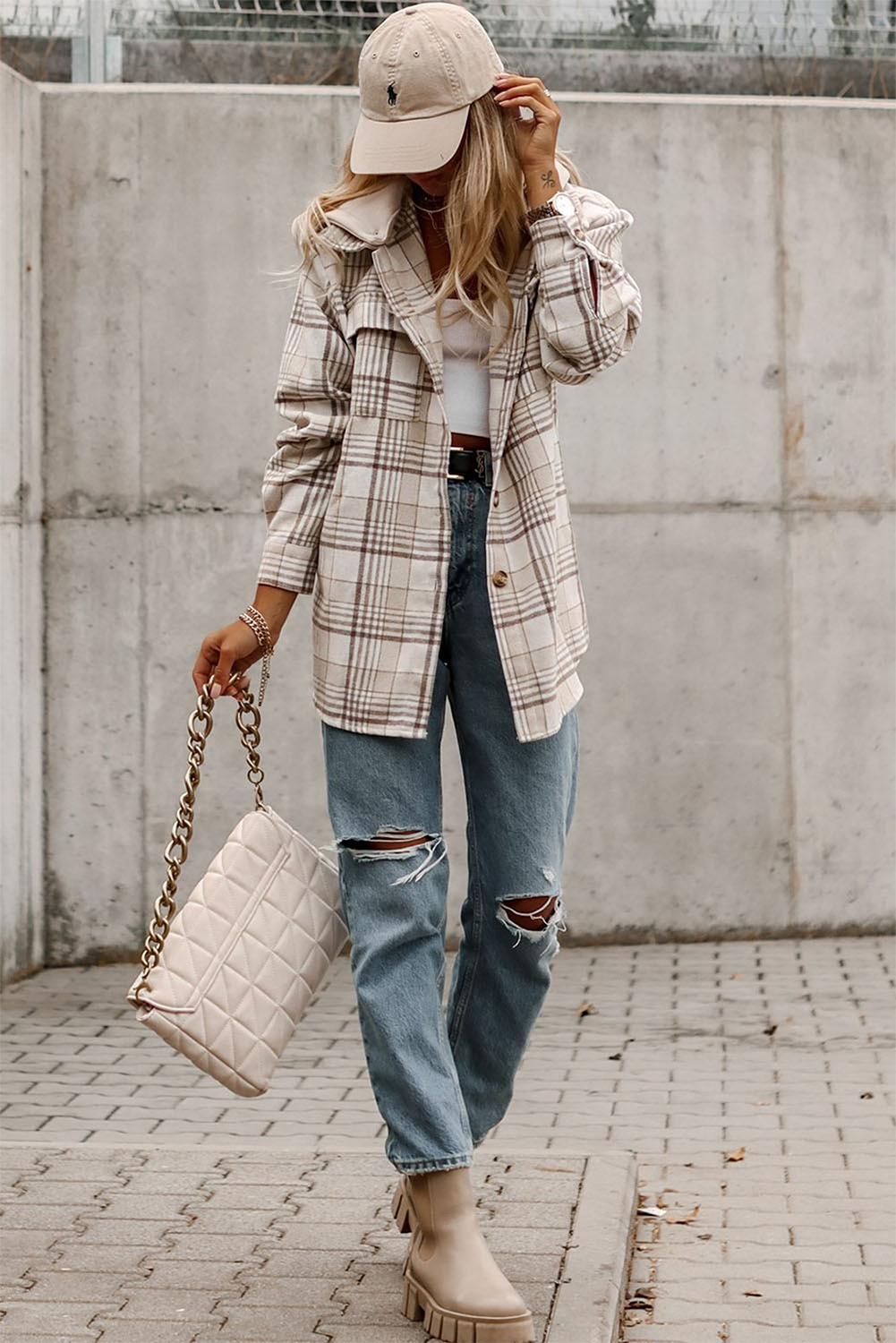 Khaki Plaid Removable Hood Buttoned Shacket - Premium Outerwear/Plaid Shackets from Momma Done Gone Crafty- Just $58.99! Shop now at Momma Done Gone Crafty