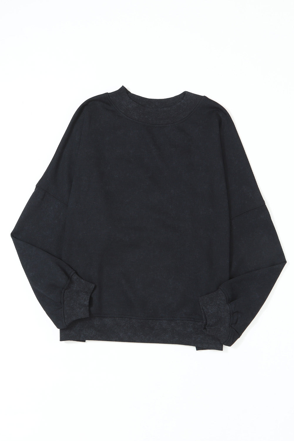 Black Drop Shoulder Crew Neck Pullover Sweatshirt - Premium Tops from Momma Done Gone Crafty- Just $41.94! Shop now at Momma Done Gone Crafty