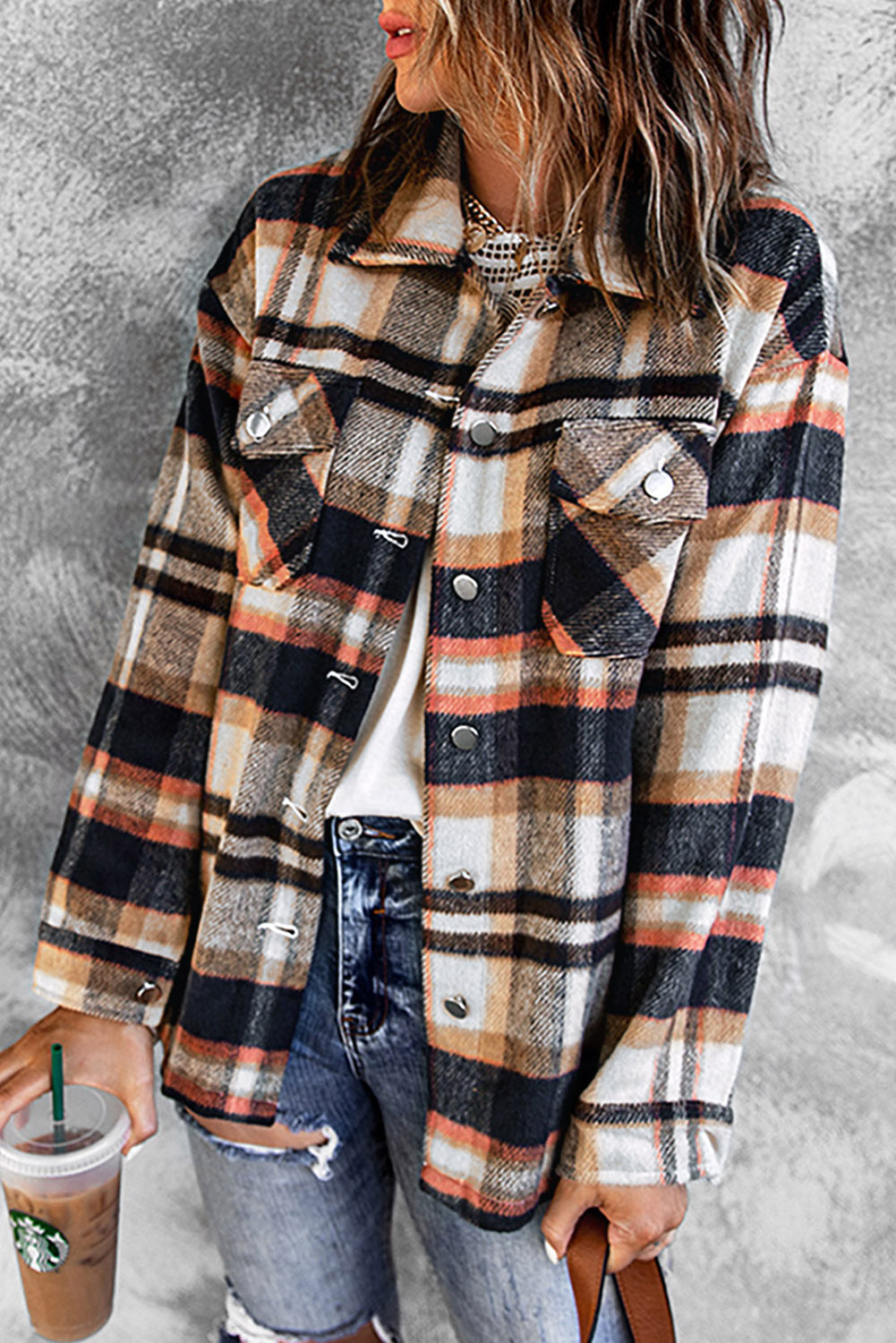 Geometric Plaid Print Pocketed Shacket - Premium Outerwear/Plaid Shackets from Ashes 2 Wildflowers Boutique, LLC- Just $23.35! Shop now at Ashes 2 Wildflowers Boutique, LLC