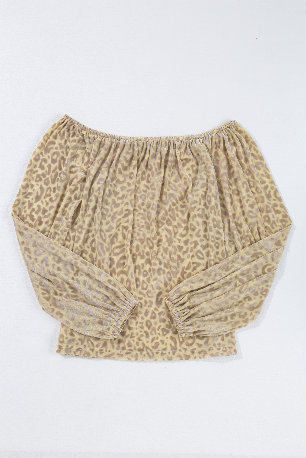 Beige Leopard Velvet Burnout Off Shoulder Long Sleeve Blouse - Premium Tops/Blouses & Shirts from Ashes 2 Wildflowers Boutique, LLC- Just $30.35! Shop now at Ashes 2 Wildflowers Boutique, LLC
