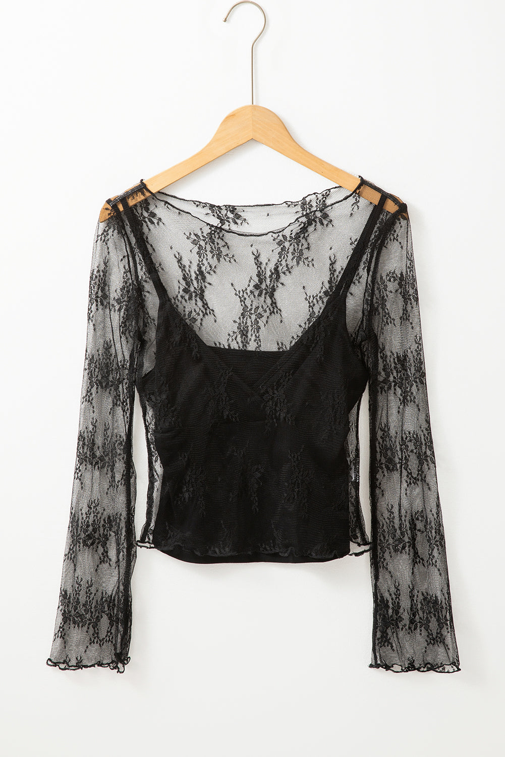 Black Lace Mesh Crochet Splicing Slim Fit Long Sleeve Blouse - Premium Tops/Blouses & Shirts from Ashes 2 Wildflowers Boutique, LLC- Just $27.88! Shop now at Ashes 2 Wildflowers Boutique, LLC