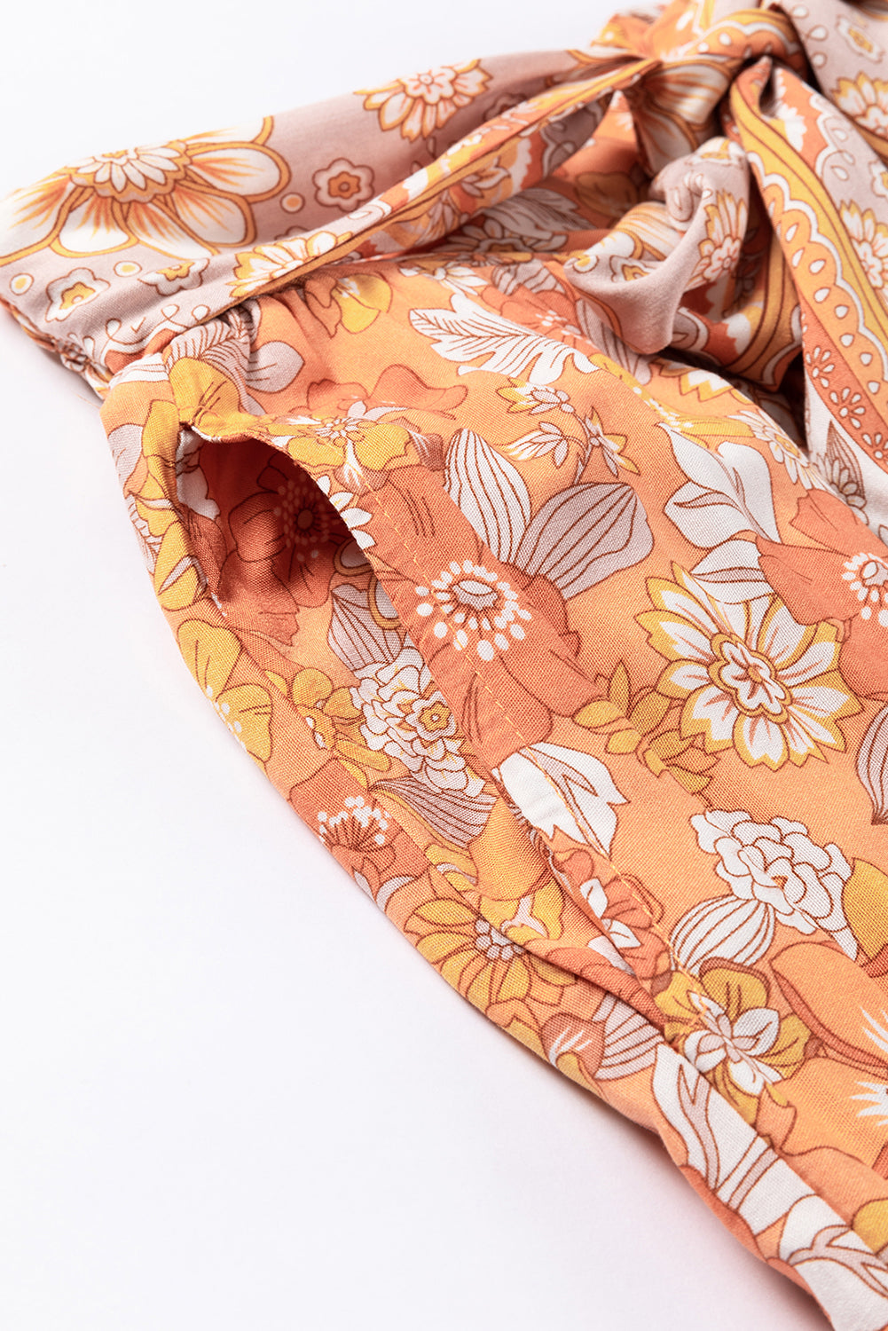Grapefruit Orange Tie Waist Boho Floral Wide Leg Pants - Premium Bottoms from Momma Done Gone Crafty- Just $36.27! Shop now at Momma Done Gone Crafty