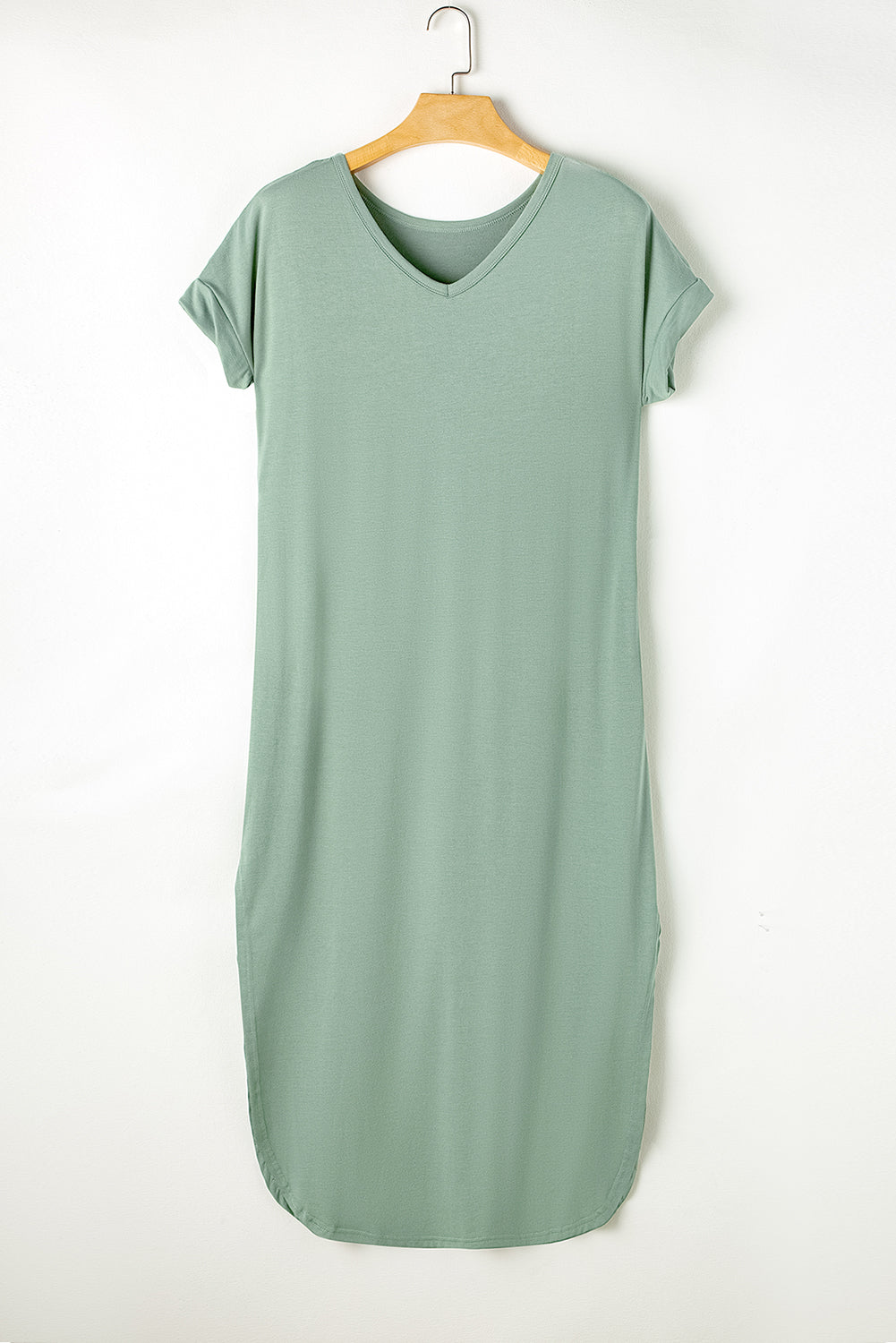Grass Green V Neck Hidden Pocket Splits Maxi T-shirt Dress - Premium Dresses/T Shirt Dresses from Ashes 2 Wildflowers Boutique, LLC- Just $20.31! Shop now at Ashes 2 Wildflowers Boutique, LLC
