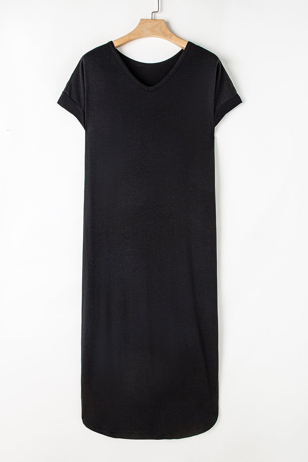 Black V Neck Hidden Pocket Splits Maxi T-shirt Dress - Premium Dresses/T Shirt Dresses from Ashes 2 Wildflowers Boutique, LLC- Just $21! Shop now at Ashes 2 Wildflowers Boutique, LLC