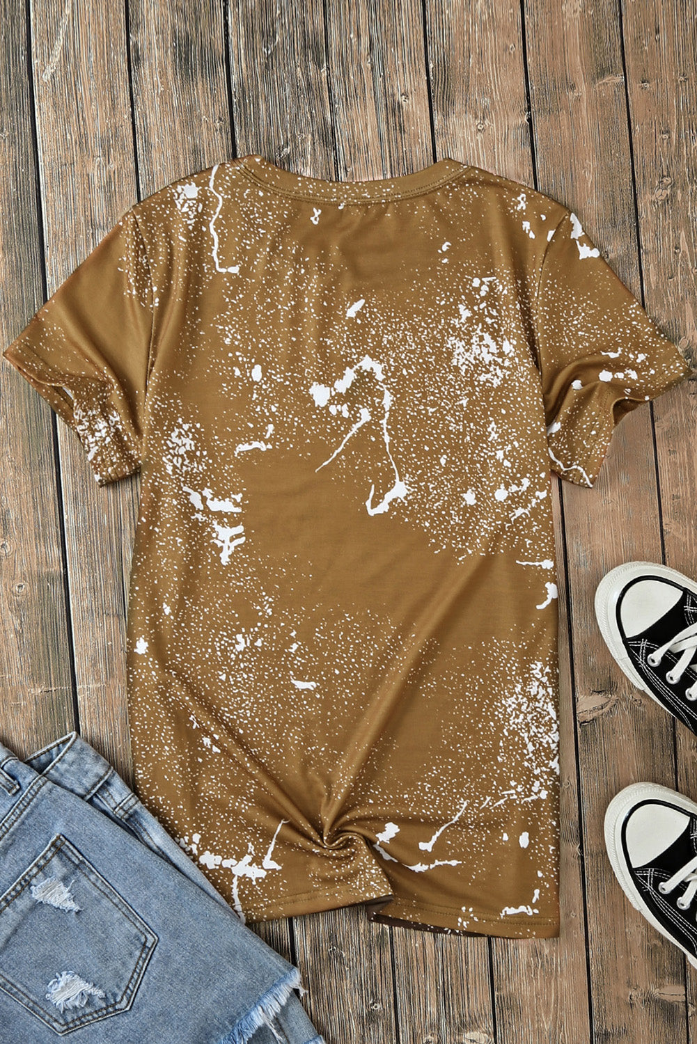 Orange Bleached Blank Crew Neck Short Sleeve Top - Premium Tops from Momma Done Gone Crafty- Just $56.40! Shop now at Momma Done Gone Crafty