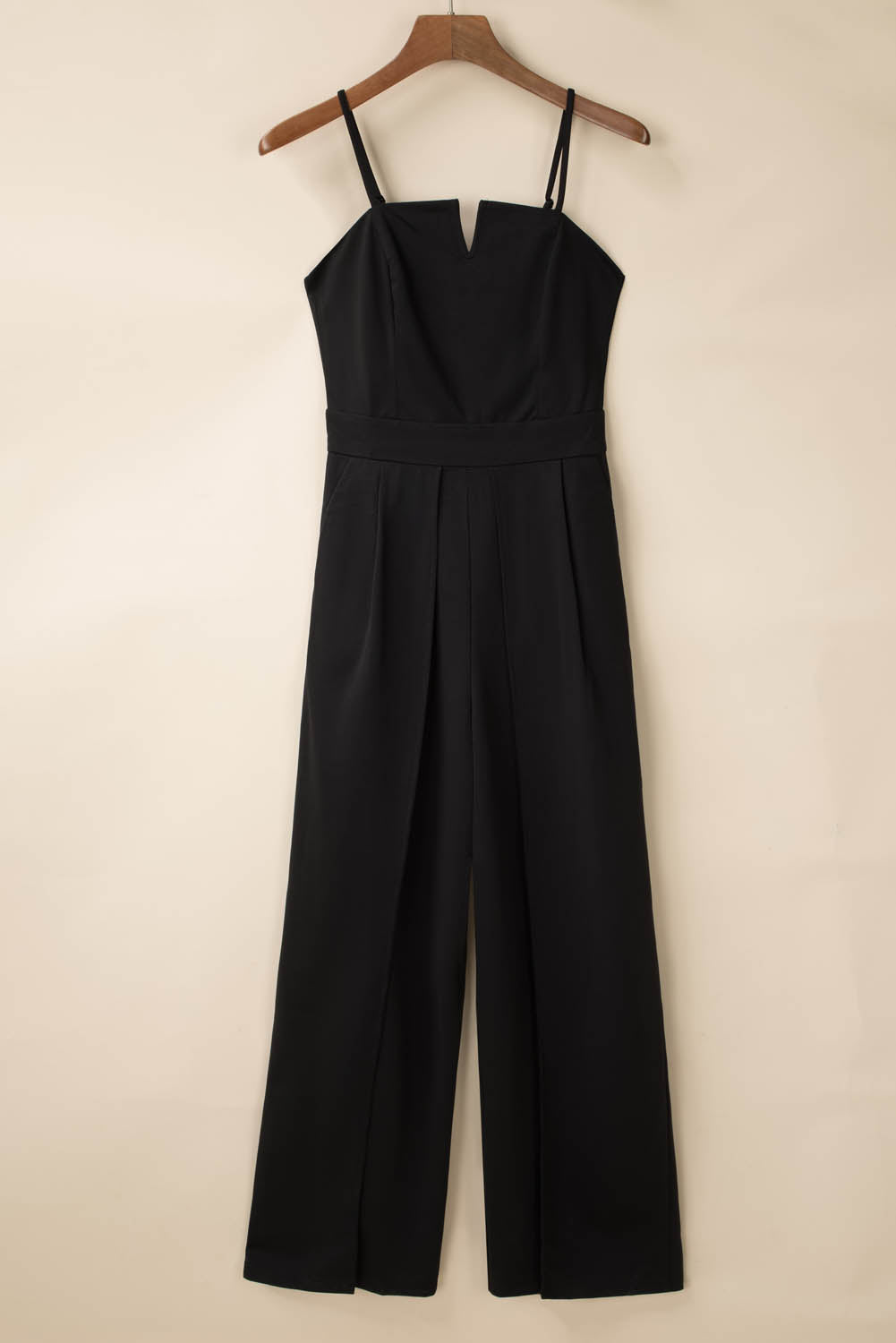 Black Spaghetti Straps Slit Leg Jumpsuit with Pockets - Premium Bottoms from Momma Done Gone Crafty- Just $47.94! Shop now at Momma Done Gone Crafty
