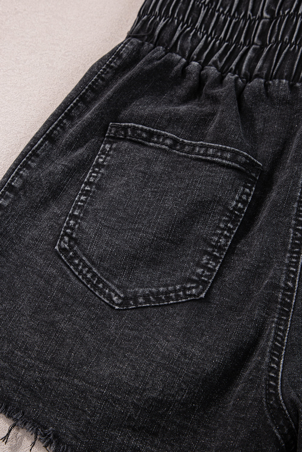 Black Smocked High Waist Mineral Washed Jean Shorts - Premium Bottoms/Denim Shorts from Ashes 2 Wildflowers Boutique, LLC- Just $27.60! Shop now at Ashes 2 Wildflowers Boutique, LLC