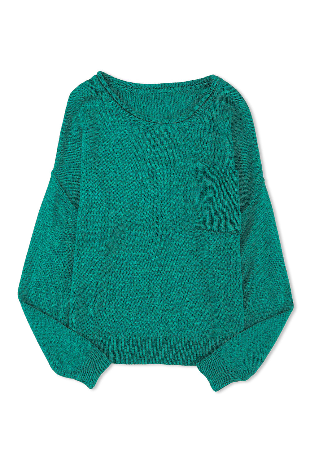 Green Solid Color Off Shoulder Rib Knit Sweater with Pocket - Premium Tops from Momma Done Gone Crafty- Just $40.20! Shop now at Momma Done Gone Crafty