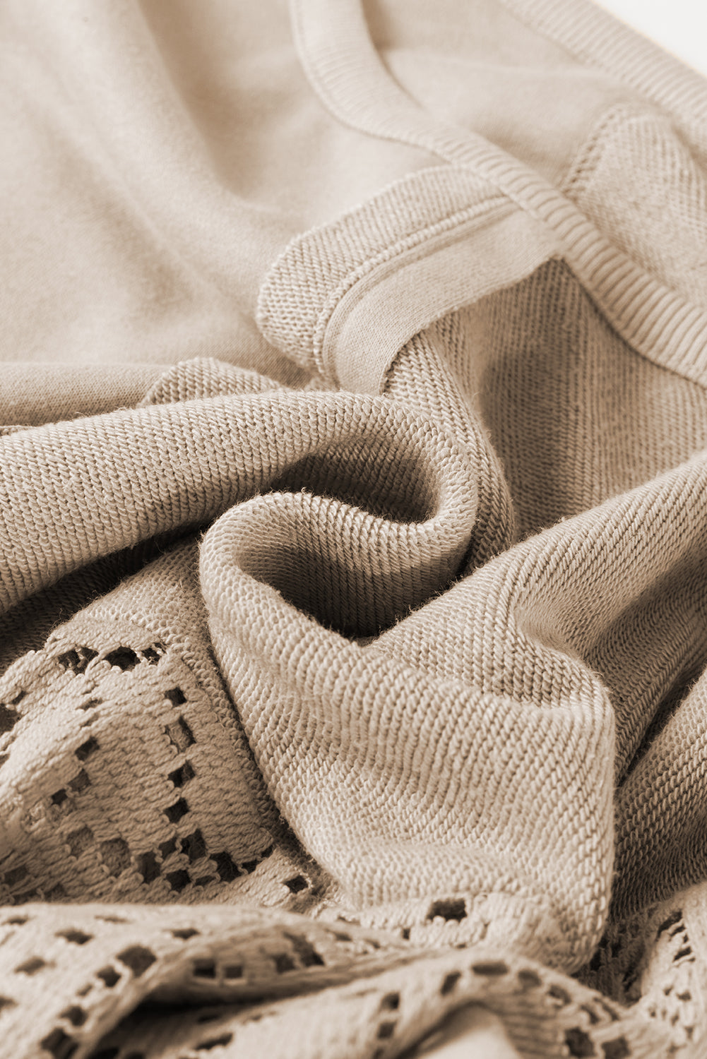 Parchment Knit Crochet Exposed Seam Ribbed Trim Sweatshirt - Premium Tops/Sweatshirts & Hoodies from Ashes 2 Wildflowers Boutique, LLC- Just $24.15! Shop now at Ashes 2 Wildflowers Boutique, LLC