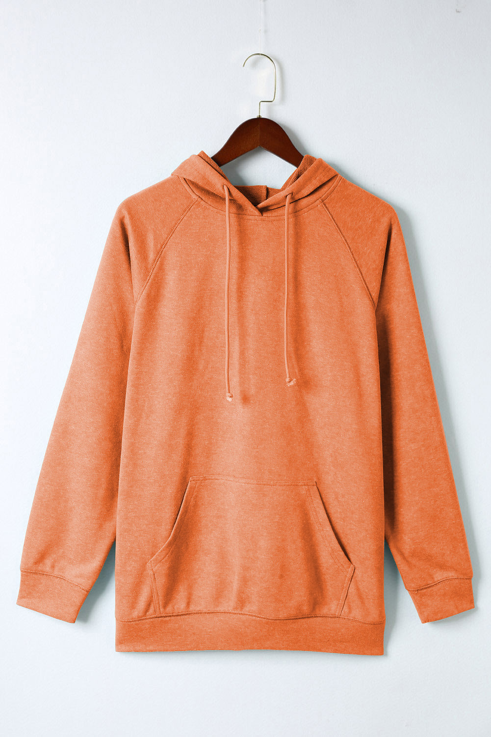 Orange Mineral Wash Kangaroo Pocket Drawstring Pullover Hoodie - Premium Tops from Momma Done Gone Crafty- Just $50.46! Shop now at Momma Done Gone Crafty