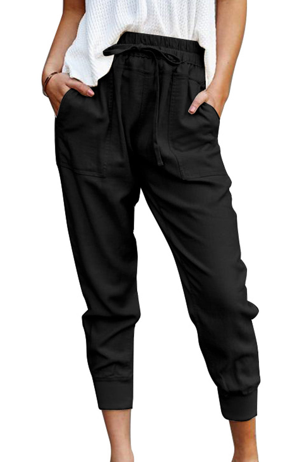 Black Causal Pockets Pants - Premium Bottoms from Momma Done Gone Crafty- Just $32.99! Shop now at Momma Done Gone Crafty