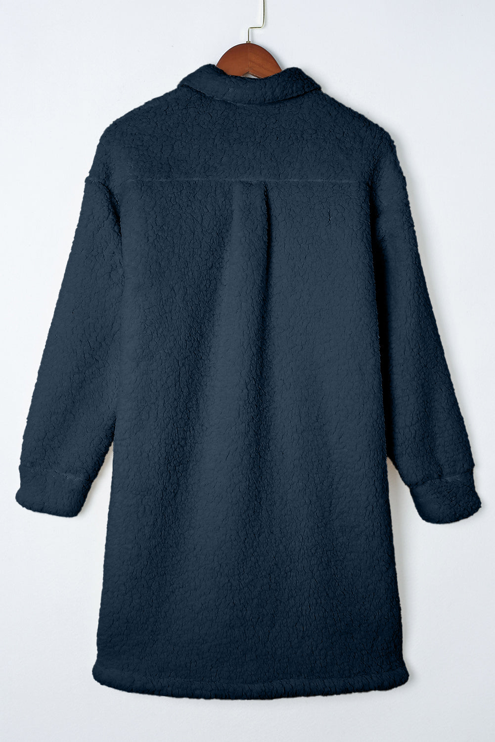 Blue Contrast Flap Pocket Single Breasted Teddy Coat - Premium Outerwear/Coats from Momma Done Gone Crafty- Just $45.99! Shop now at Momma Done Gone Crafty