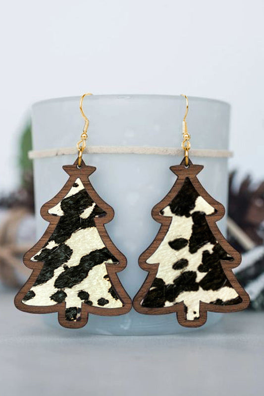 Black Cow Spots Christmas Tree Dangle Earrings - Premium Accessories from Momma Done Gone Crafty- Just $5.40! Shop now at Momma Done Gone Crafty