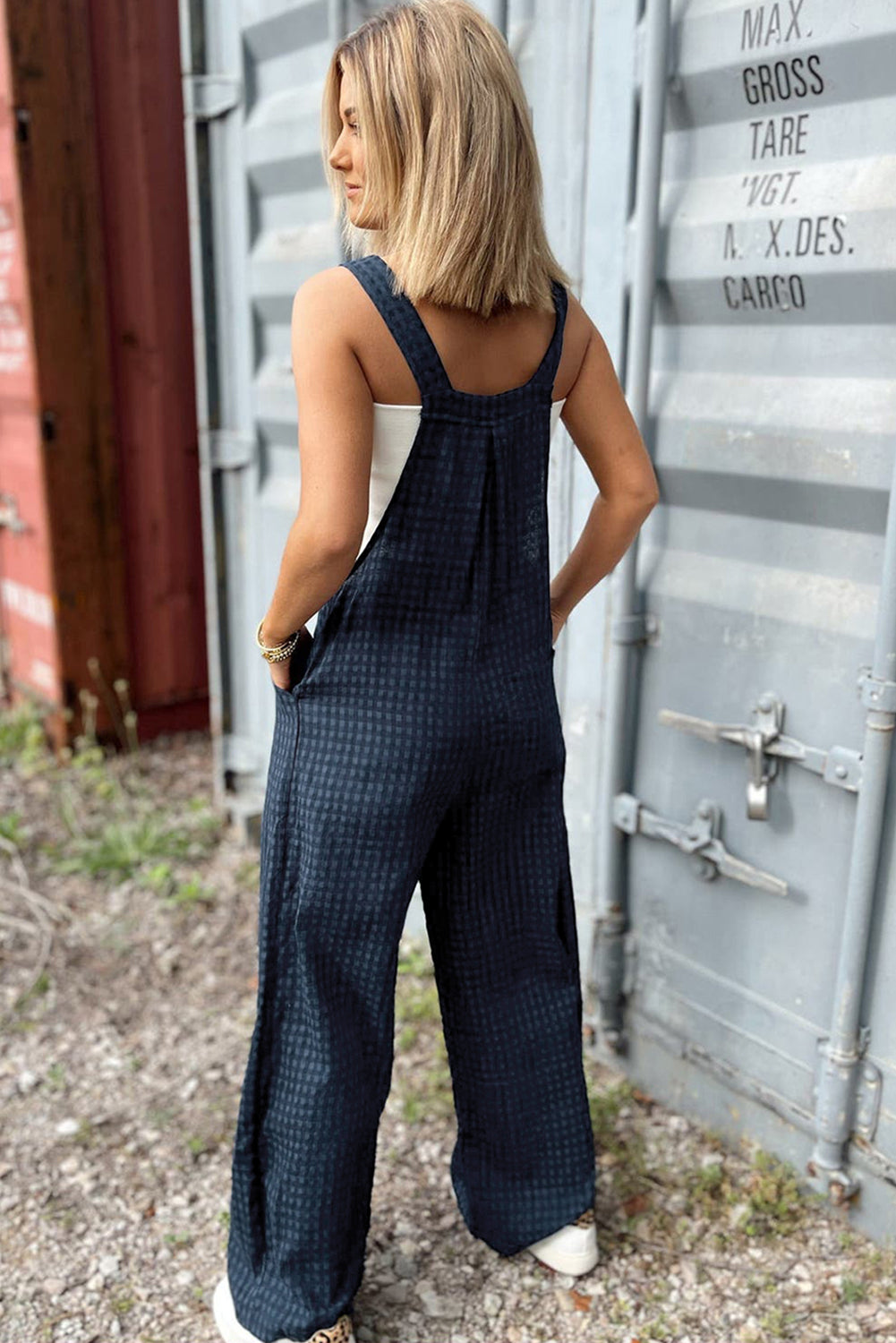 Sail Blue Plaid Print Buttoned Pocketed High Waist Overall - Premium Bottoms/Jumpsuits & Rompers from Ashes 2 Wildflowers Boutique, LLC- Just $34.93! Shop now at Ashes 2 Wildflowers Boutique, LLC