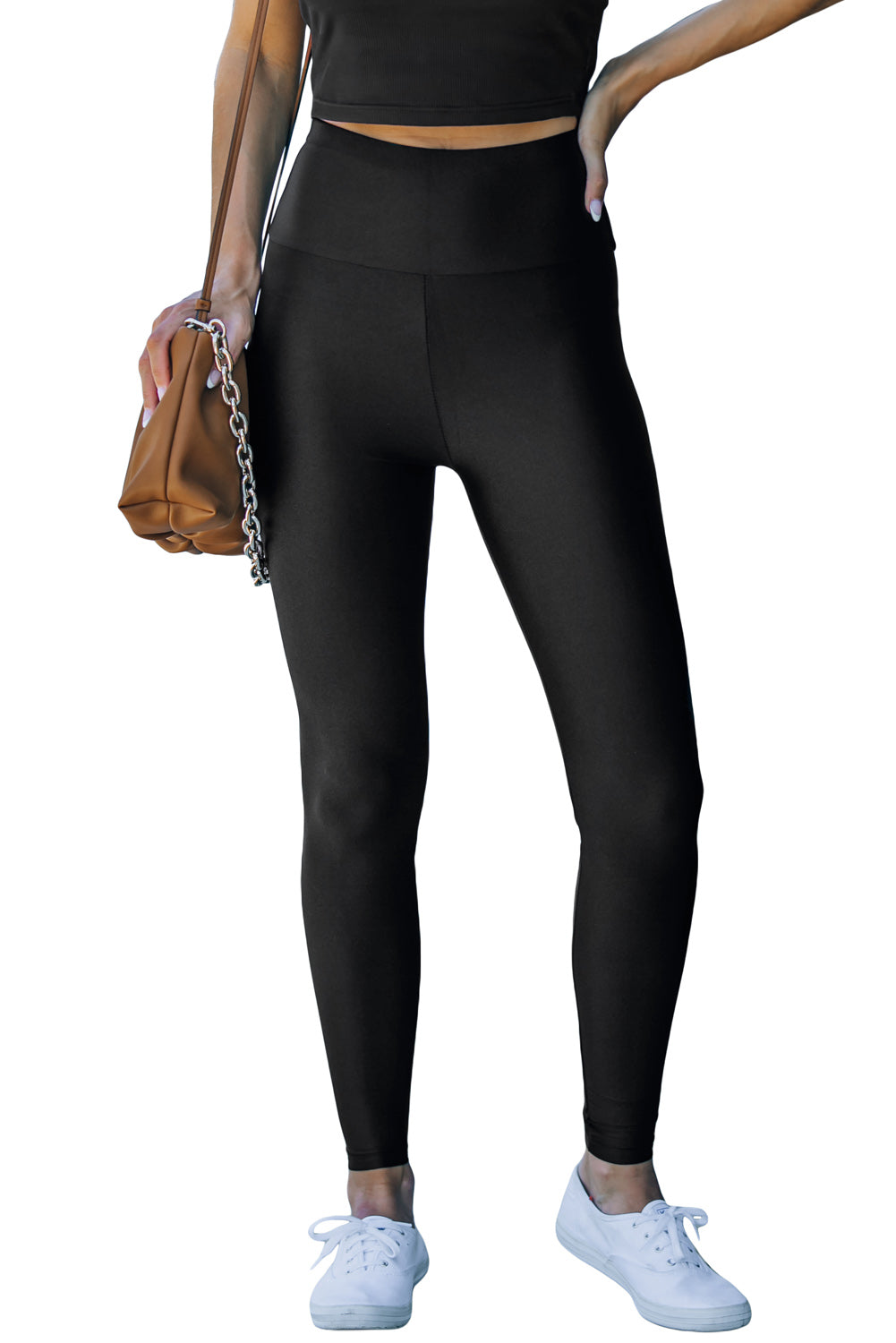 Black High Rise Tight Leggings with Waist Cincher - Premium Bottoms from Momma Done Gone Crafty- Just $12.00! Shop now at Momma Done Gone Crafty