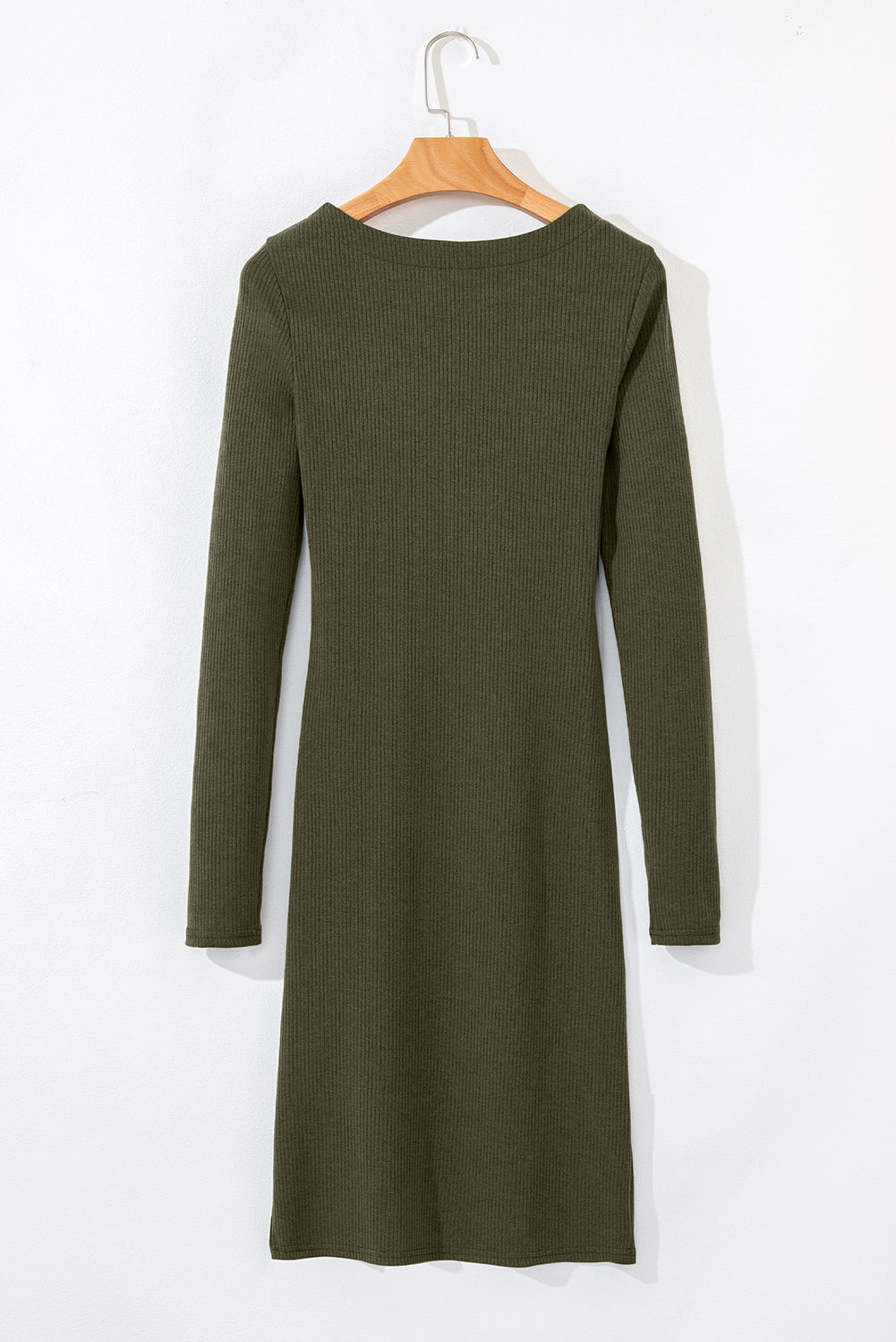 Jungle Green Ribbed Side Slit Ruched Slim Fit Long Sleeve Mini Dress - Premium Dresses/Mini Dresses from Momma Done Gone Crafty- Just $32.99! Shop now at Momma Done Gone Crafty