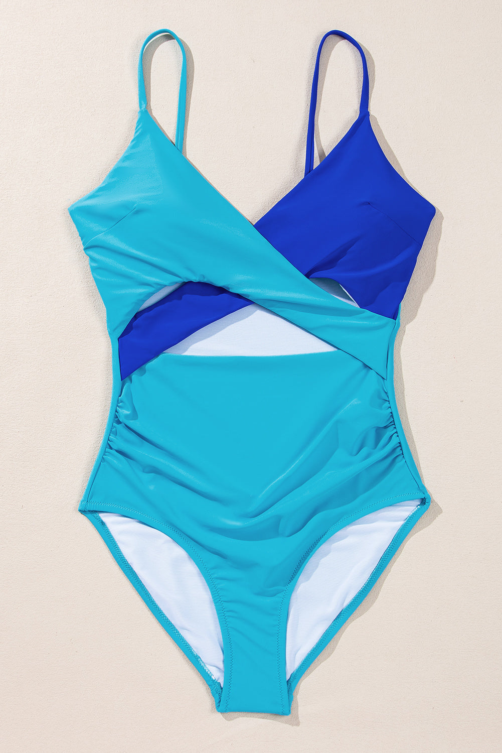 Light Blue Crossover Colorblock Cutout One Piece Swimsuit - Premium Swimwear/One Piece Swimsuit from Ashes 2 Wildflowers Boutique, LLC- Just $22.17! Shop now at Ashes 2 Wildflowers Boutique, LLC