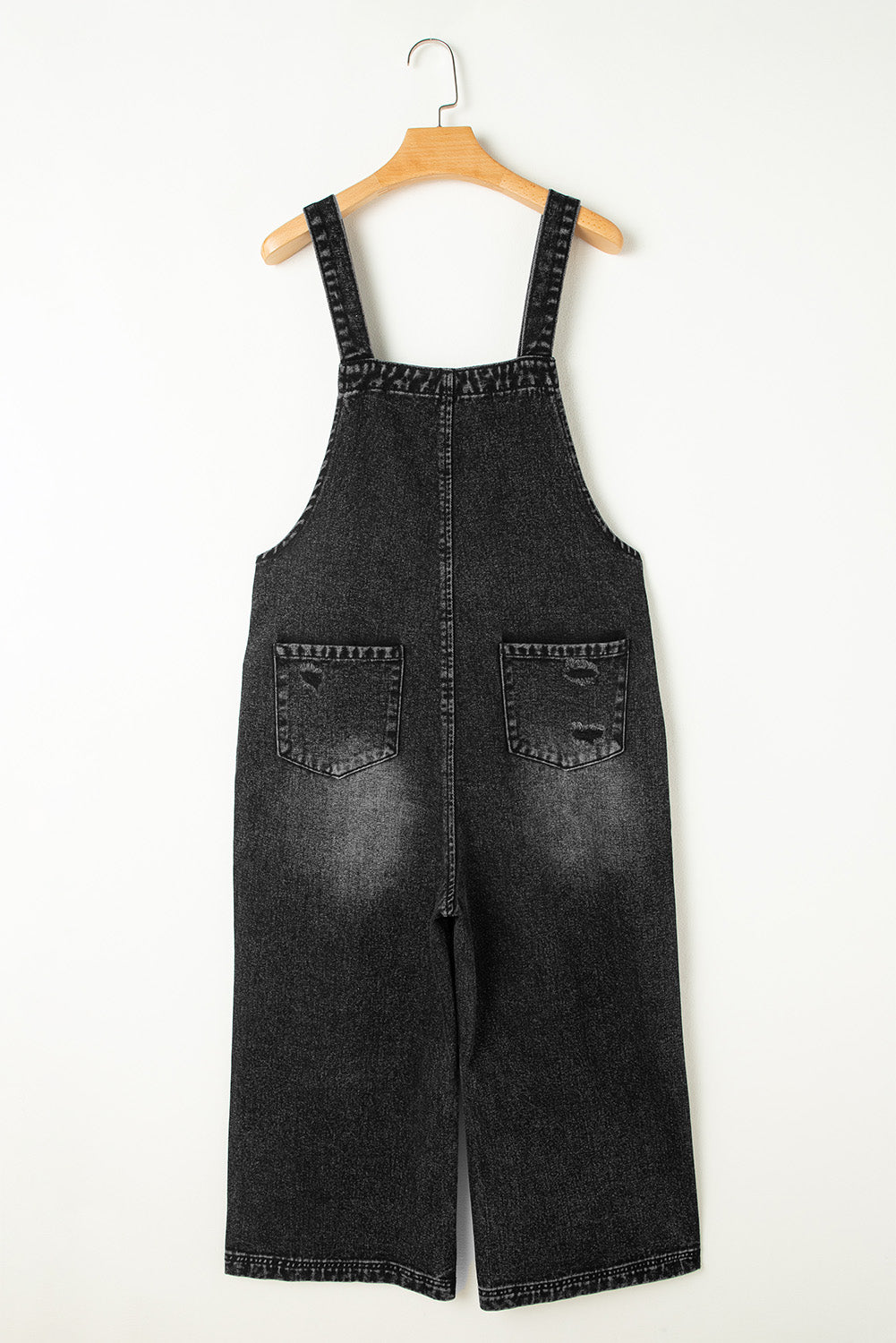 Black Distressed Bib Pocket Wide Leg Denim Overall - Premium Bottoms/Jumpsuits & Rompers from Ashes 2 Wildflowers Boutique, LLC- Just $64.99! Shop now at Ashes 2 Wildflowers Boutique, LLC