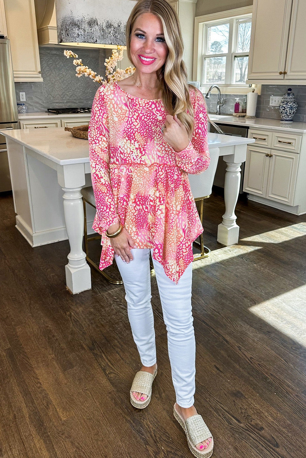Rose Classic Leopard Print Handkerchief Hem Tunic Top - Premium Tops/Blouses & Shirts from Ashes 2 Wildflowers Boutique, LLC- Just $18.70! Shop now at Ashes 2 Wildflowers Boutique, LLC