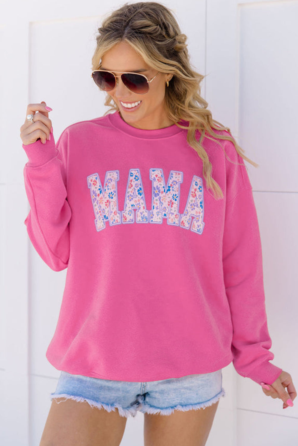 Rose Red Floral MAMA Embroidered Graphic Pullover Sweatshirt - Premium Tops/Sweatshirts & Hoodies from Ashes 2 Wildflowers Boutique, LLC- Just $31.48! Shop now at Ashes 2 Wildflowers Boutique, LLC