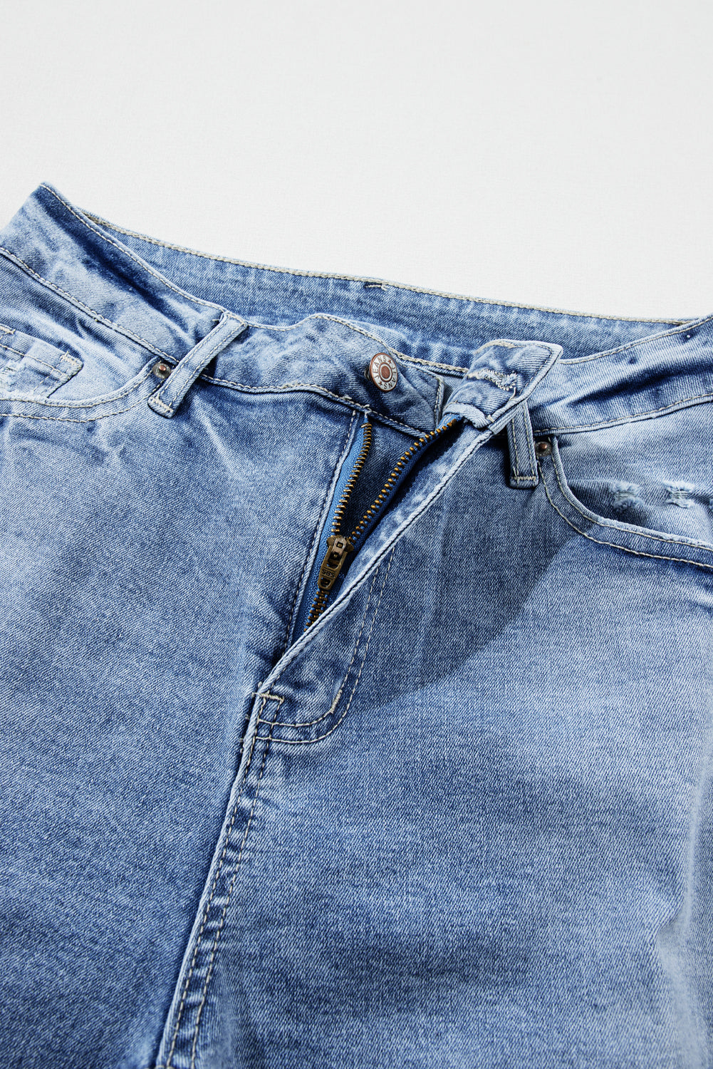 Light Blue High Rise Distressed Straight Leg Jeans - Premium Bottoms/Jeans from Ashes 2 Wildflowers Boutique, LLC- Just $37.14! Shop now at Ashes 2 Wildflowers Boutique, LLC