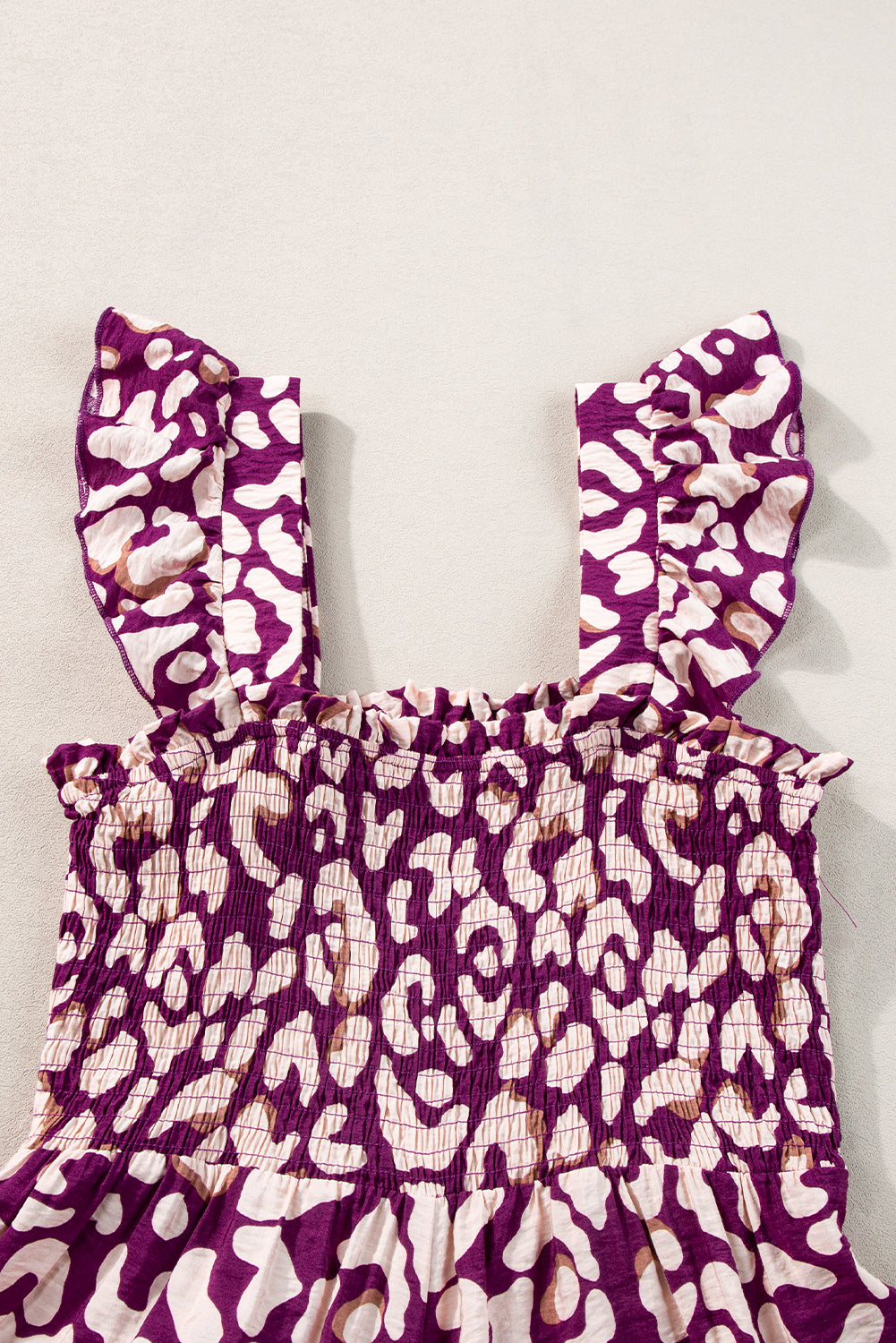 Rose Leopard Ruffle Straps Smocked High Waist Long Dress - Premium Dresses/Maxi Dresses from Ashes 2 Wildflowers Boutique, LLC- Just $32.49! Shop now at Ashes 2 Wildflowers Boutique, LLC