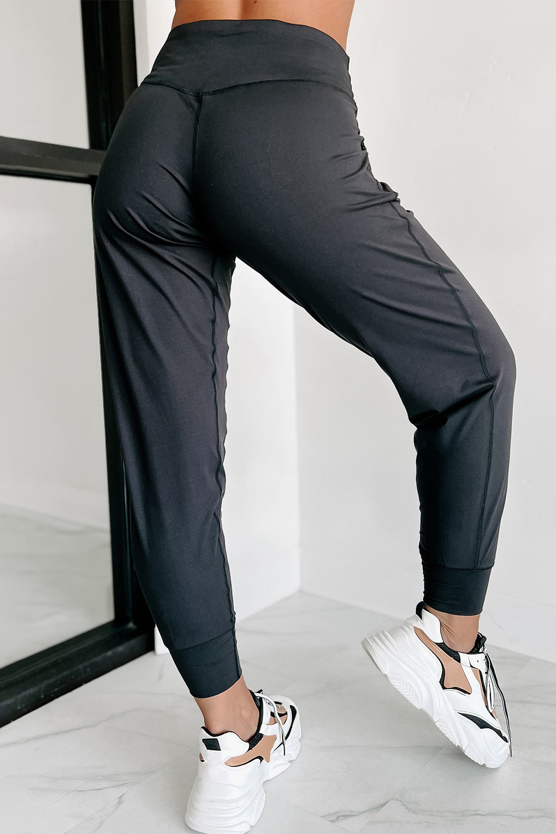 Black Exposed Seam High Waist Pocketed Joggers - Premium Bottoms/Pants & Culotte from Ashes 2 Wildflowers Boutique, LLC- Just $29.30! Shop now at Ashes 2 Wildflowers Boutique, LLC