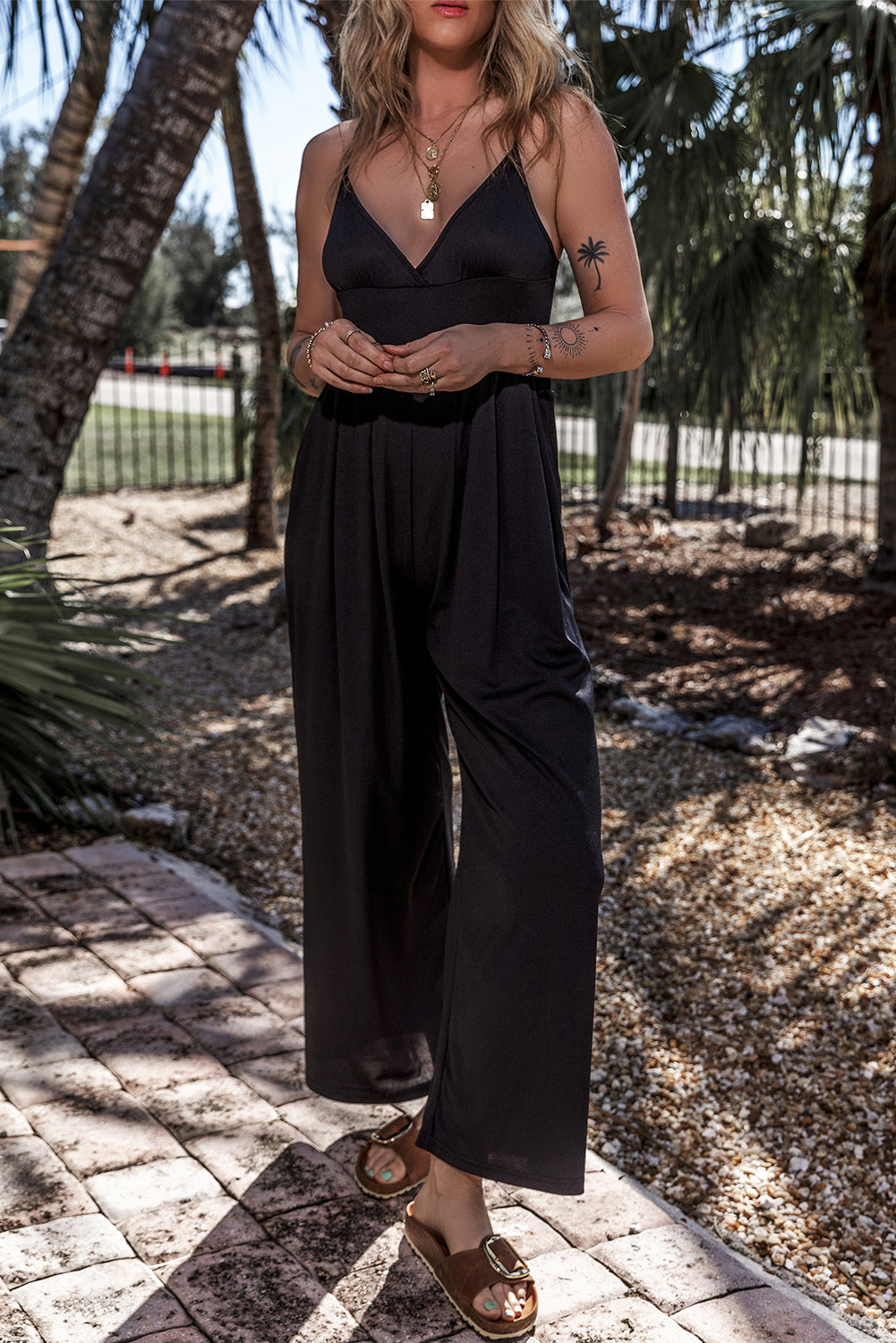 Black Wide Leg High Waist Sexy V Neck Cami Jumpsuit - Premium Bottoms/Jumpsuits & Rompers from Momma Done Gone Crafty- Just $22.80! Shop now at Momma Done Gone Crafty