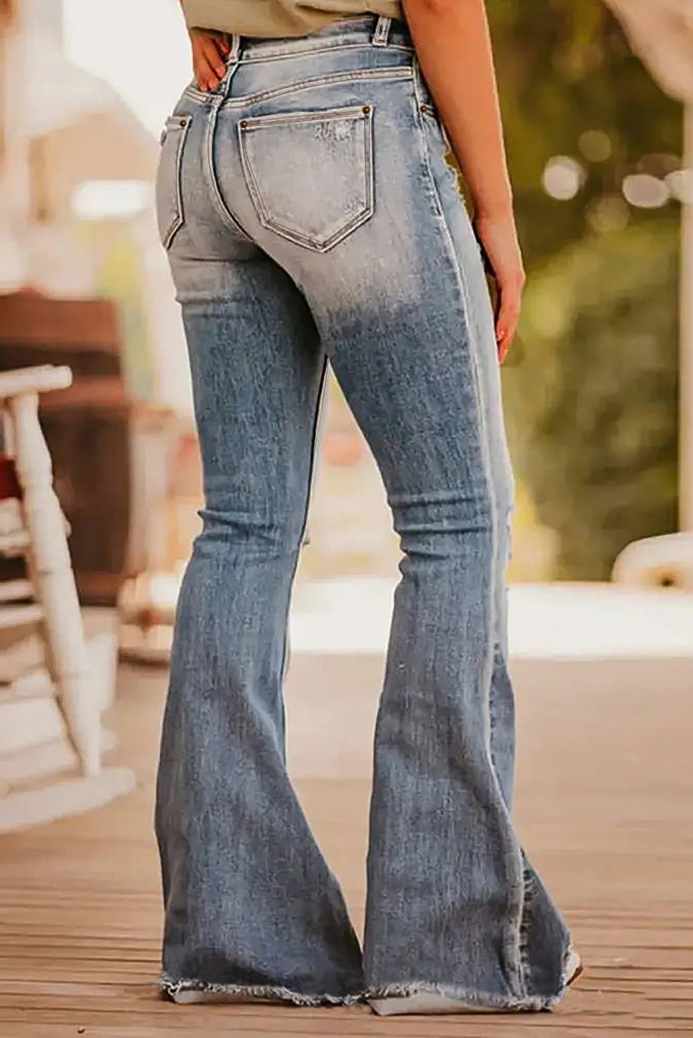 Dusk Blue Vintage Light Wash Ripped Raw Edge Flare Jeans - Premium Bottoms/Jeans from Ashes 2 Wildflowers Boutique, LLC- Just $39.54! Shop now at Ashes 2 Wildflowers Boutique, LLC