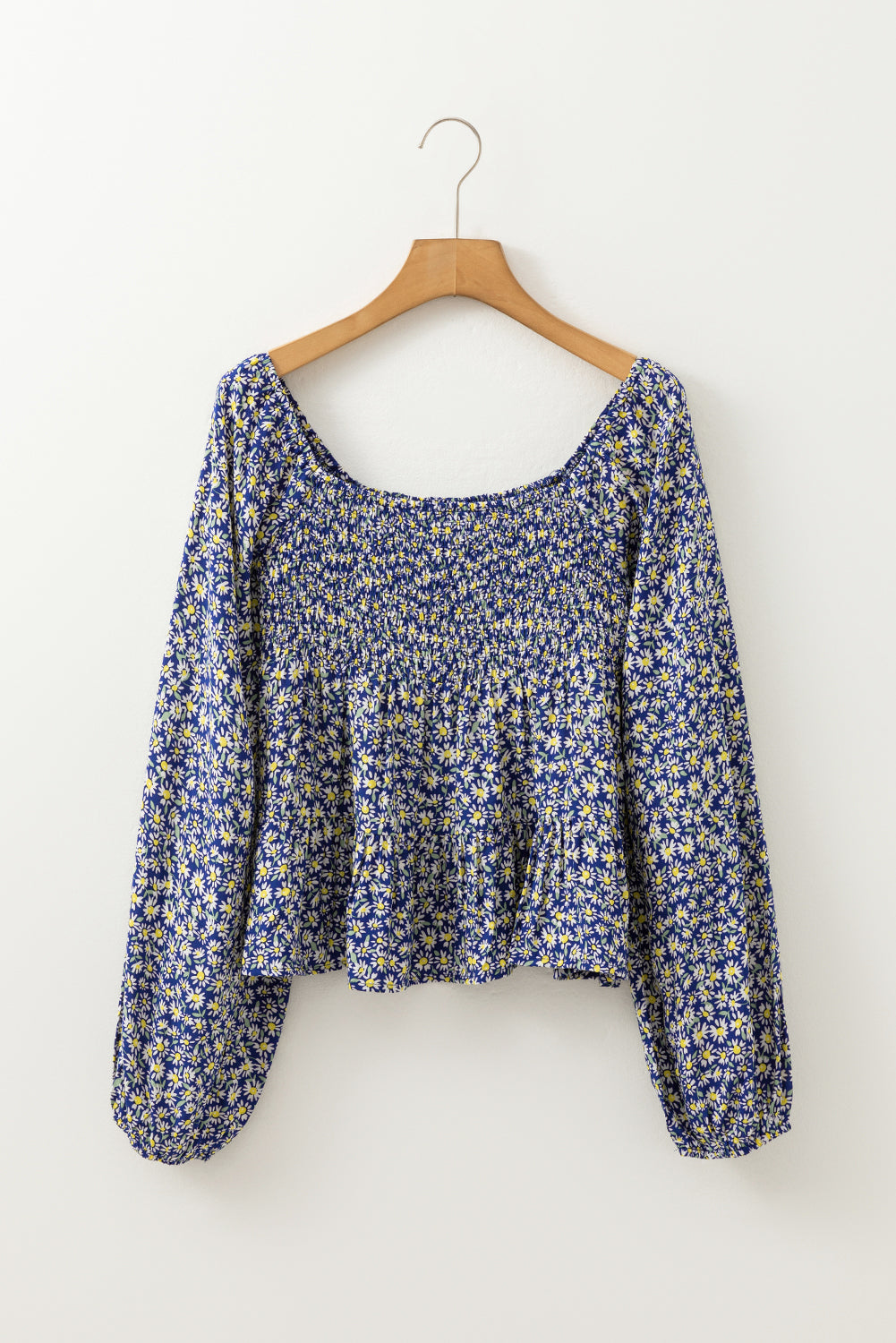 Blue Boho Floral Print Smocked Square Neck Loose Fit Blouse - Premium Tops/Blouses & Shirts from Ashes 2 Wildflowers Boutique, LLC- Just $31.25! Shop now at Ashes 2 Wildflowers Boutique, LLC