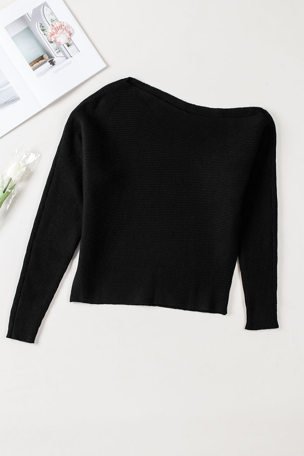 Black Striped Long Sleeve Knit Sweater - Premium Tops from Momma Done Gone Crafty- Just $48.99! Shop now at Momma Done Gone Crafty