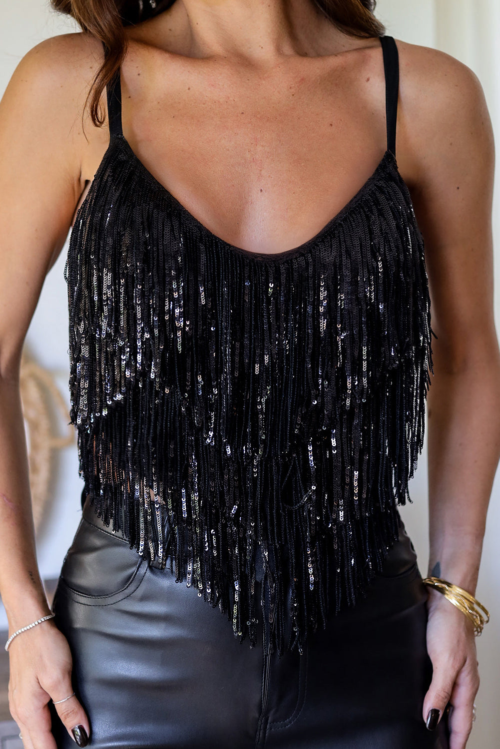 Black Sequin Tasseled Tank Crop Top - Premium Tops/Crop Tops from Ashes 2 Wildflowers Boutique, LLC- Just $26.73! Shop now at Ashes 2 Wildflowers Boutique, LLC