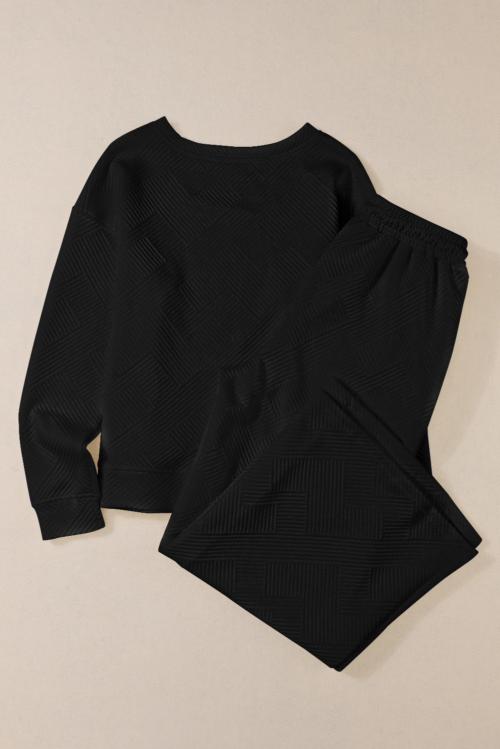 Black Ultra Loose Textured 2pcs Slouchy Outfit - Premium Loungewear from Momma Done Gone Crafty- Just $36.60! Shop now at Momma Done Gone Crafty