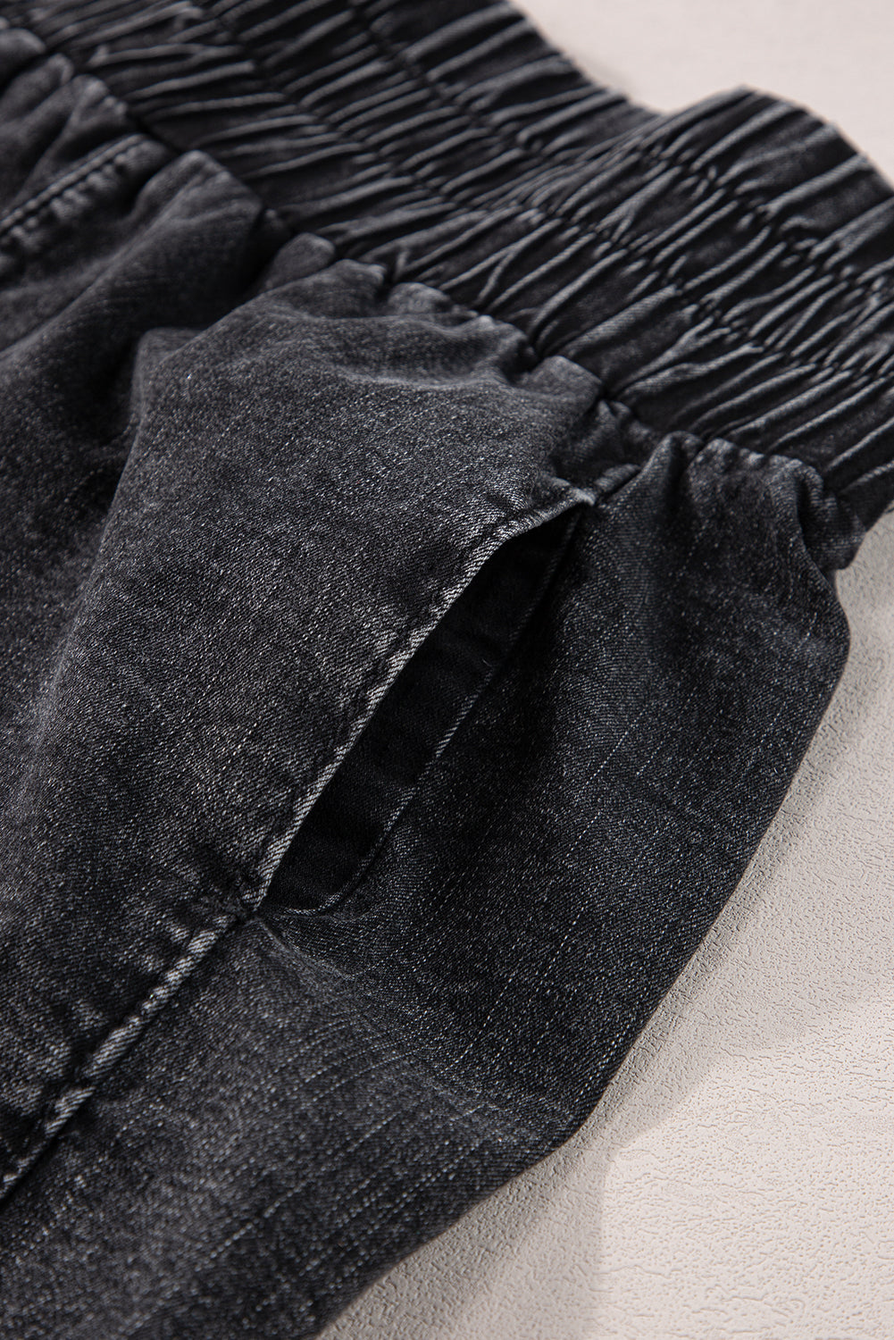 Black Smocked High Waist Mineral Washed Jean Shorts - Premium Bottoms/Denim Shorts from Ashes 2 Wildflowers Boutique, LLC- Just $27.60! Shop now at Ashes 2 Wildflowers Boutique, LLC